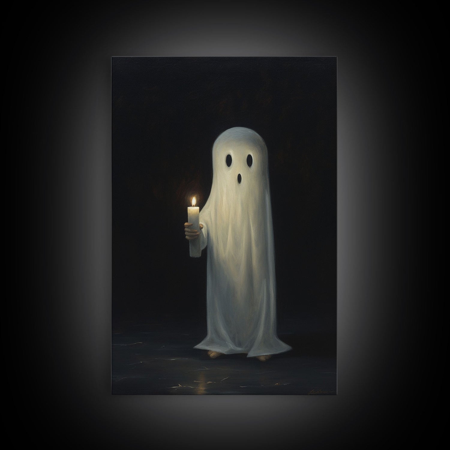 Ghost Holding A Candle Halloween Decor, Art Canvas Print, Spooky Ghost Wall Art, Fall Decor, Halloween wall decor, Funny Halloween Art