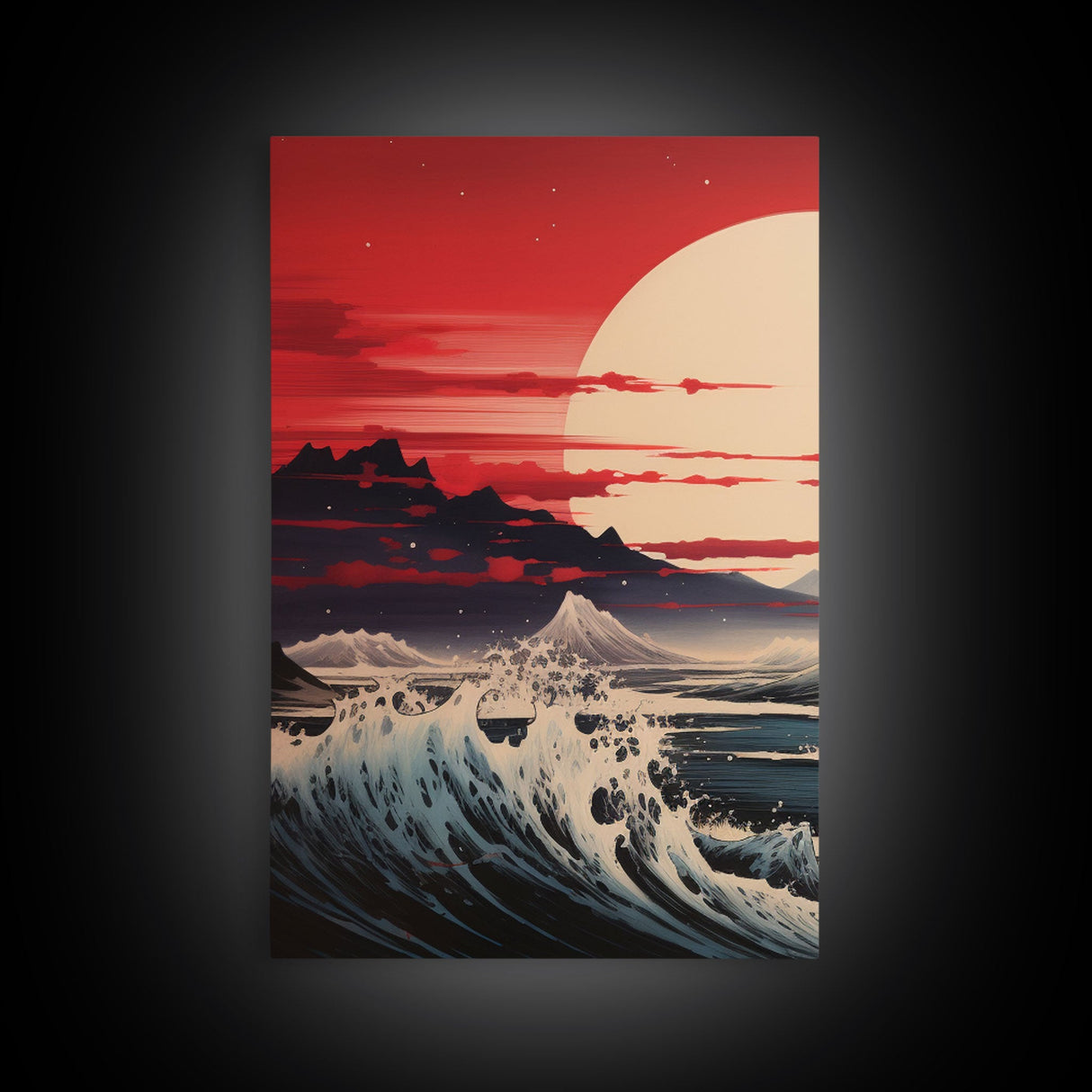 Ocean Art Print, Cherry Blossom, Asian Art, Japanese Wall Art, Canvas Print, Wall Art, 3 Piece Wall Art, Apartment Wall Decor, Room Decor