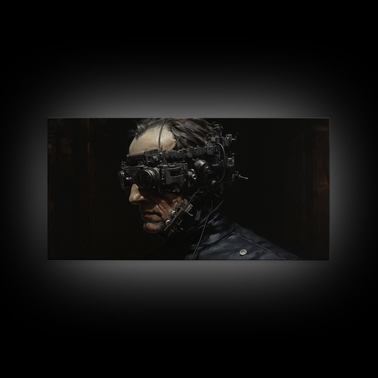 Victorian Steampunk Cyborg, Framed Canvas Print, Horror Prints, Halloween Wall Art, Halloween Themed Decor