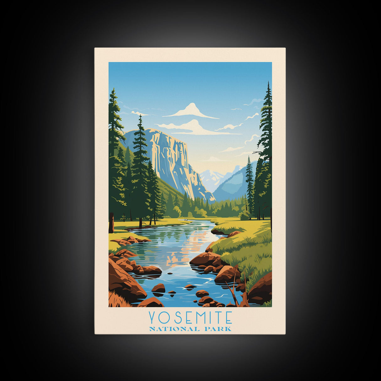 Yosemite National Park California Travel Art, National Park Print, Minimalist Travel Art, Midcentury Modern Style Landscape Painting