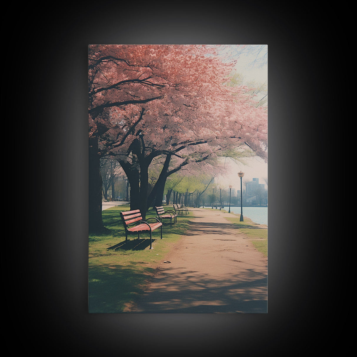 Nature Wall Art, Park Wall Print, Cherry Blossoms, Canvas Print, Wall Hanging, Portrait Art, Bookshelf Decor, Appreciation Gift, Office Art