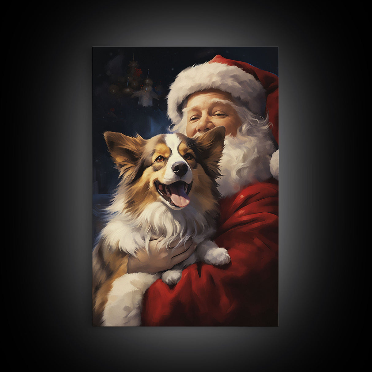 Santa Claus And His Corgi, Christmas Wall Art, Christmas Dog, Winter Wall Art, Santa Decor, Santa Art Print, Farmhouse Christmas