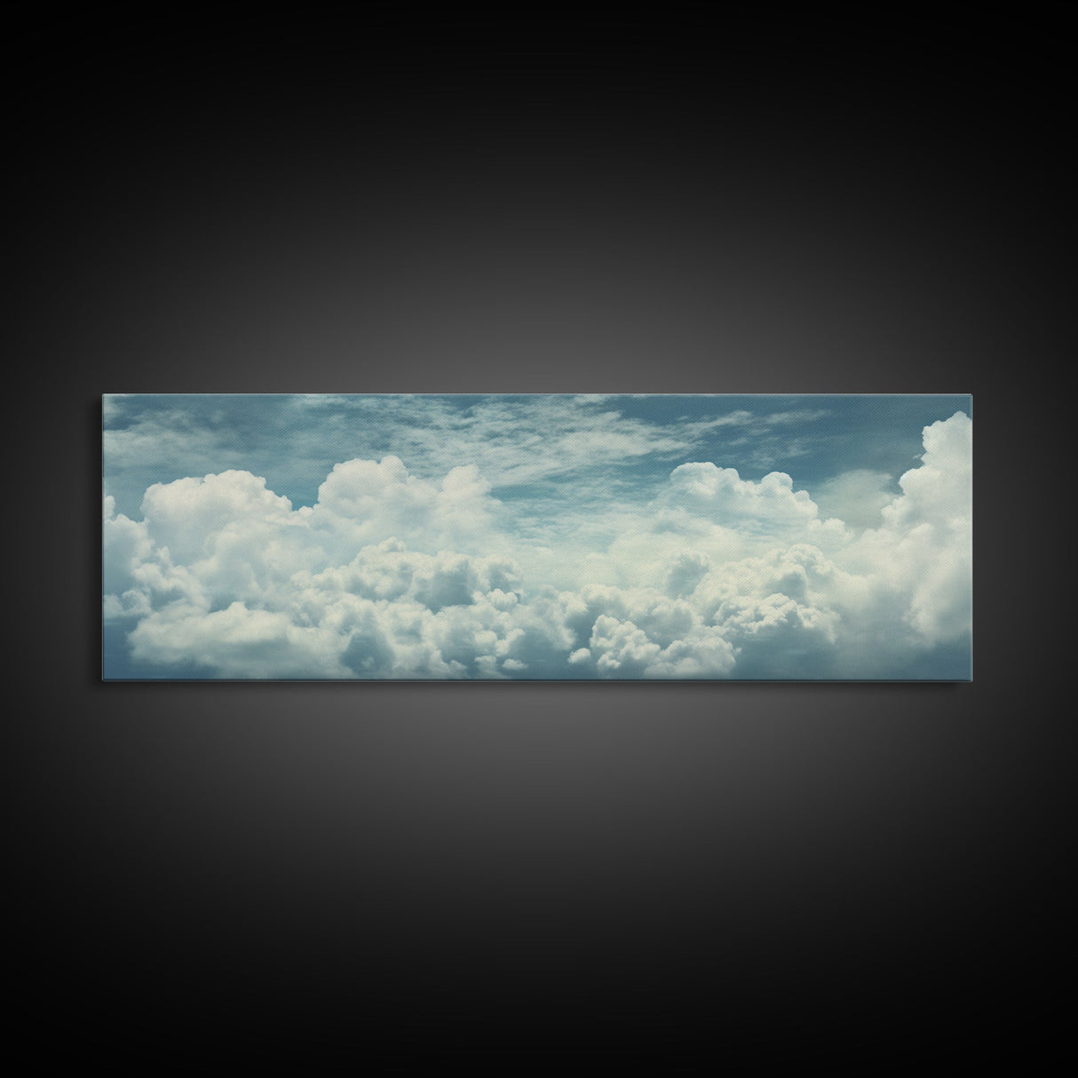 Panoramic Framed Canvas Wall Art Set Pastel Cloud Blue Sky Nature Landscape Prints Minimalist Modern Art Nature Wall Decor Framed Canvas