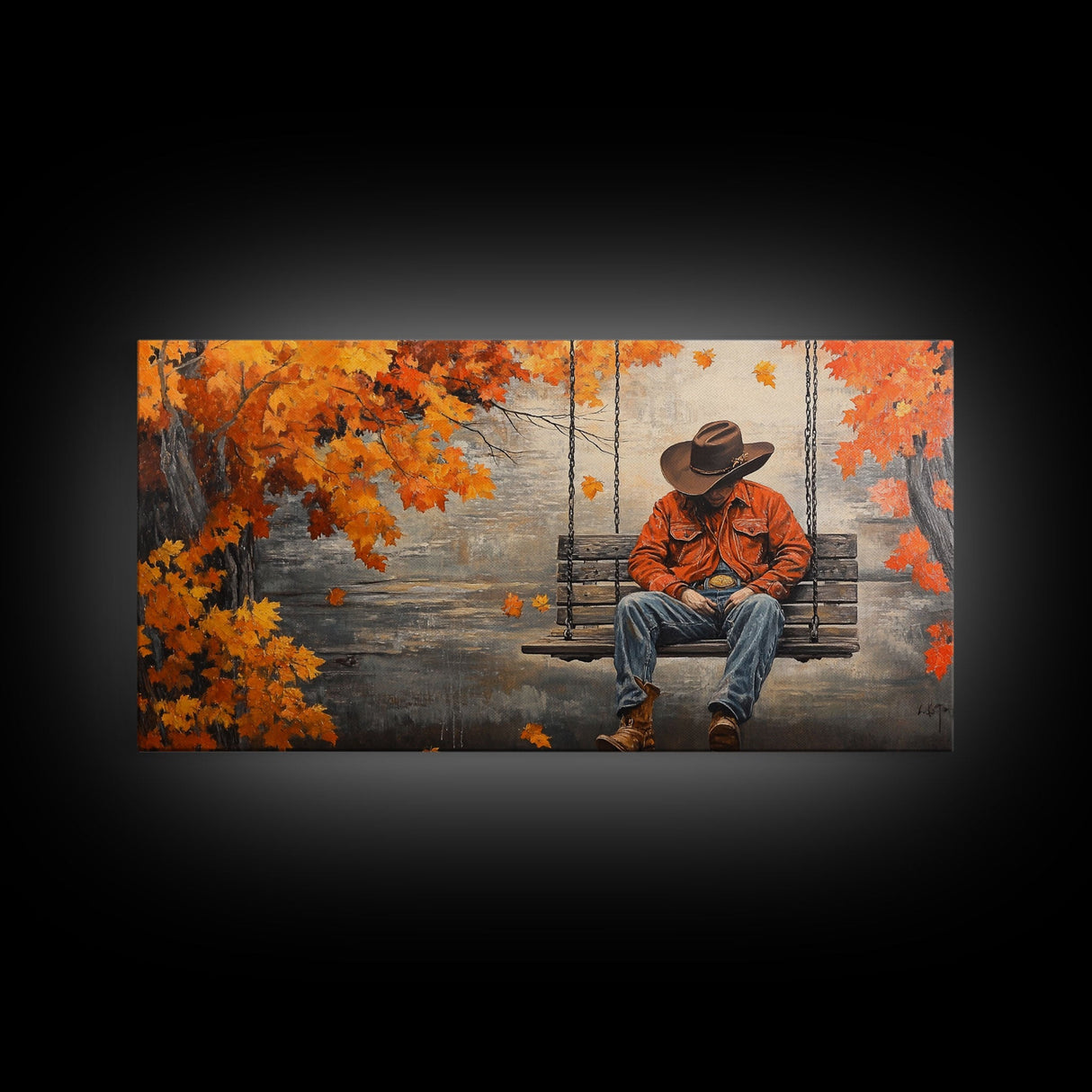Monochrome Framed Canvas Print of a woman in a snowy field holding red flowers, moody landscape wall art and rustic winter holiday decor
