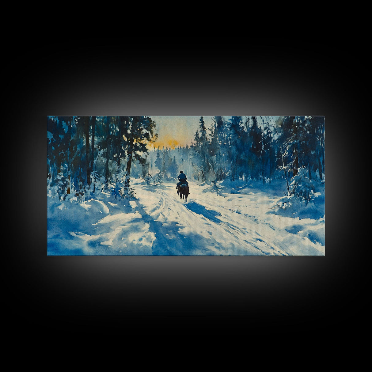 Cowboy And Cattle In Autumn Framed Canvas Print Tall Art Fall Country Landscape Western Home Decor Rustic Farmhouse Wall Art Autumn Gift