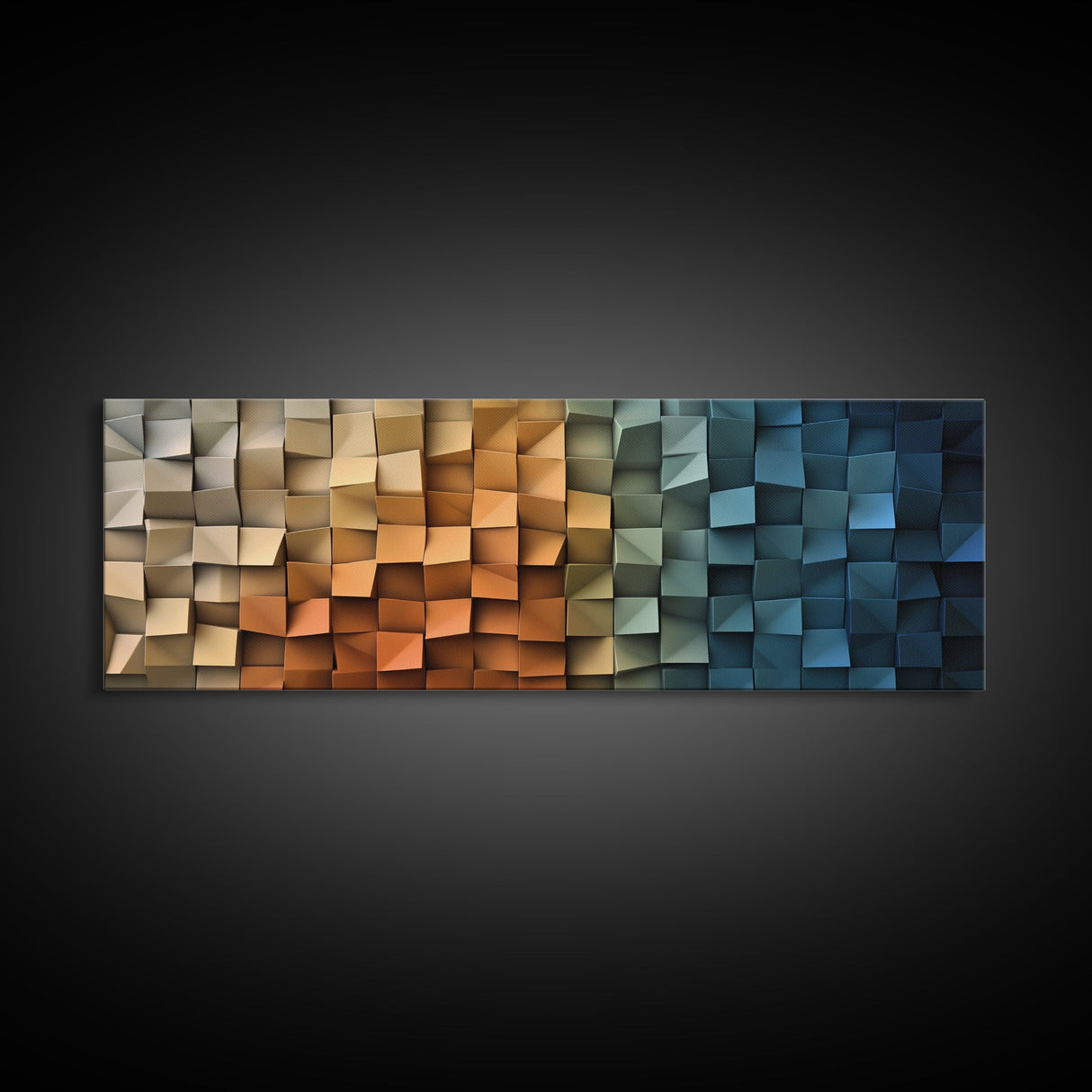 The Beach as Cubes - Framed Canvas Print - Abstract Geometric Patterns Wall Art