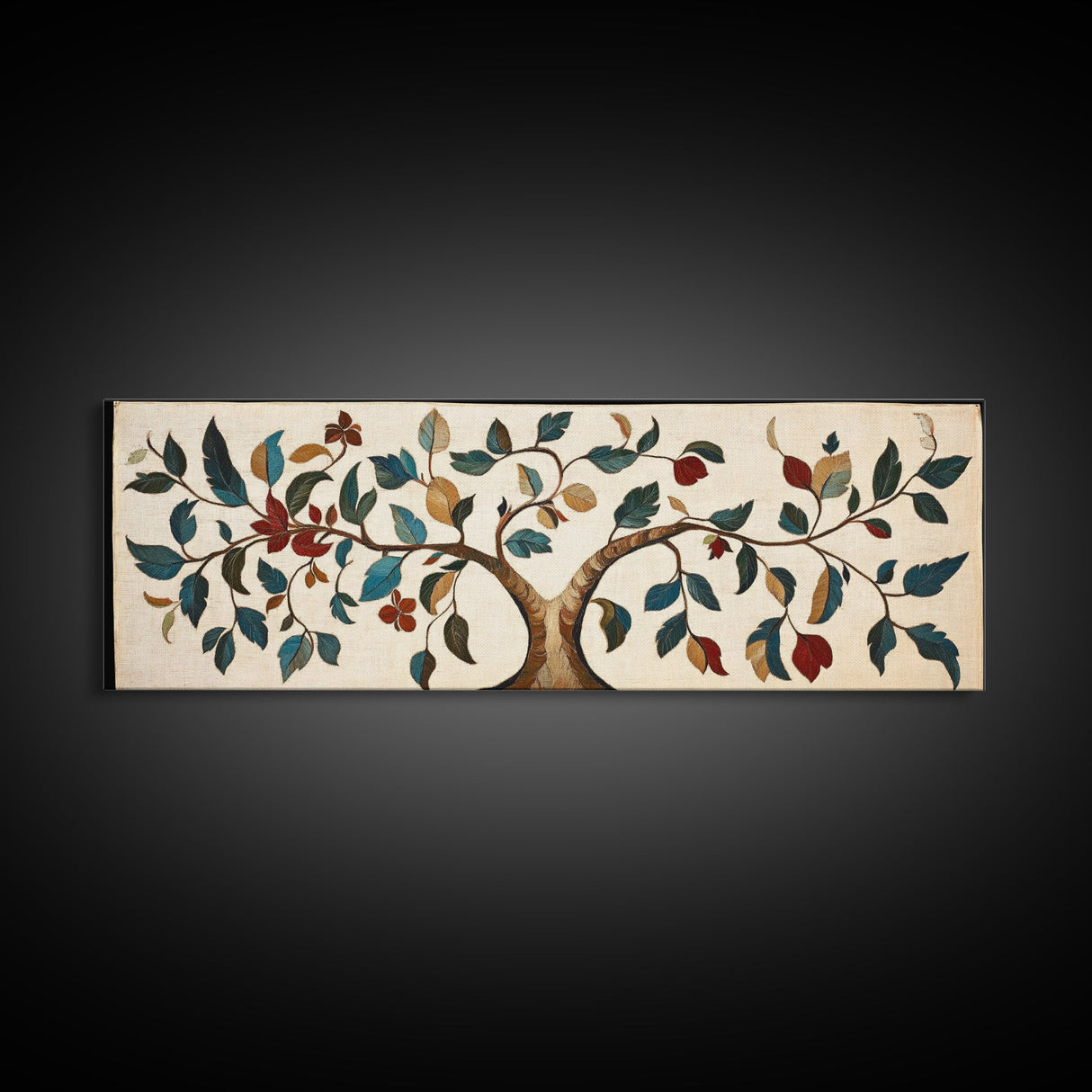 Textile Tree Print - "The Giving Tree" - Framed Canvas Print - Boho Style Wall Art