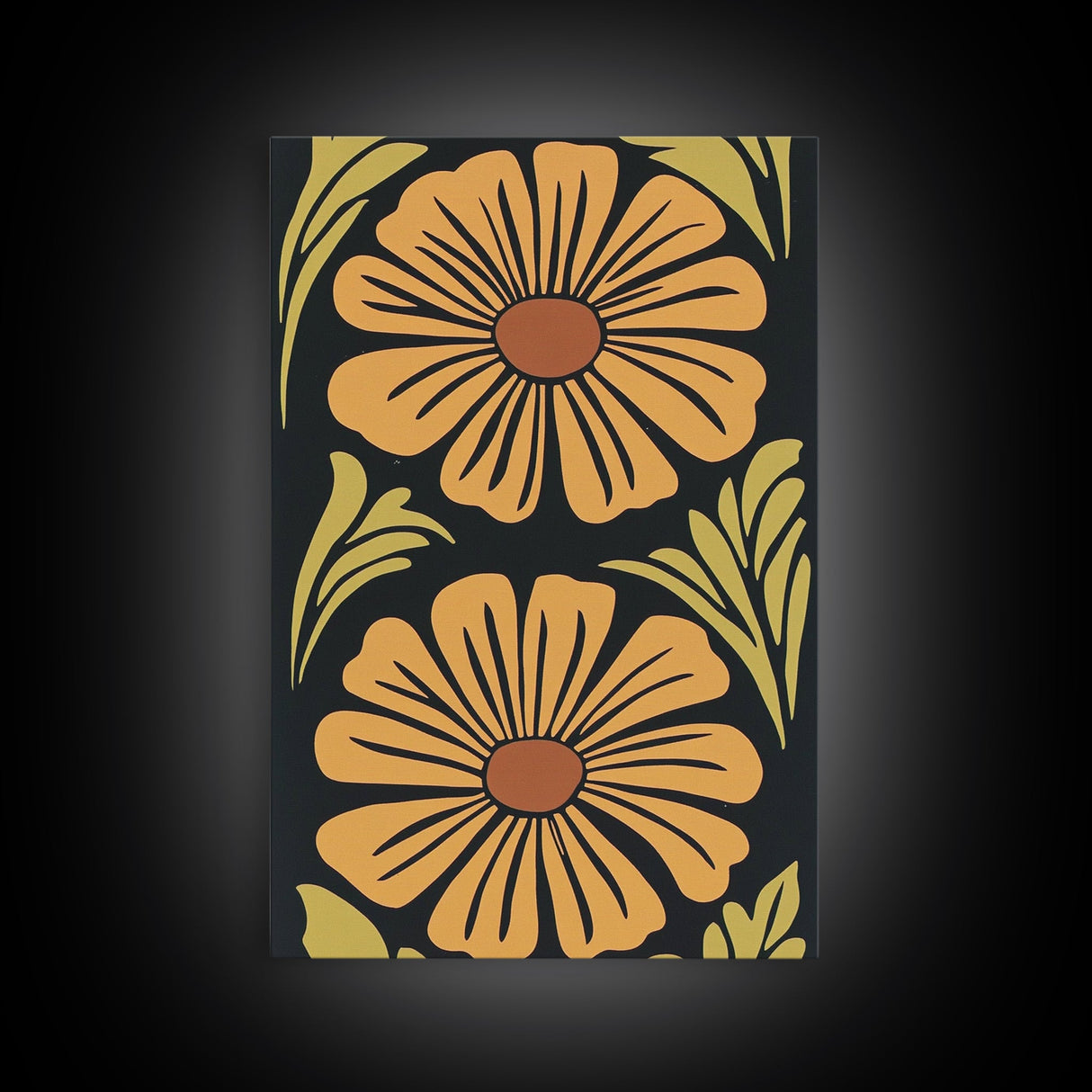 Mid-Century Modern Abstract Flowers, Framed Canvas Print, Style 1