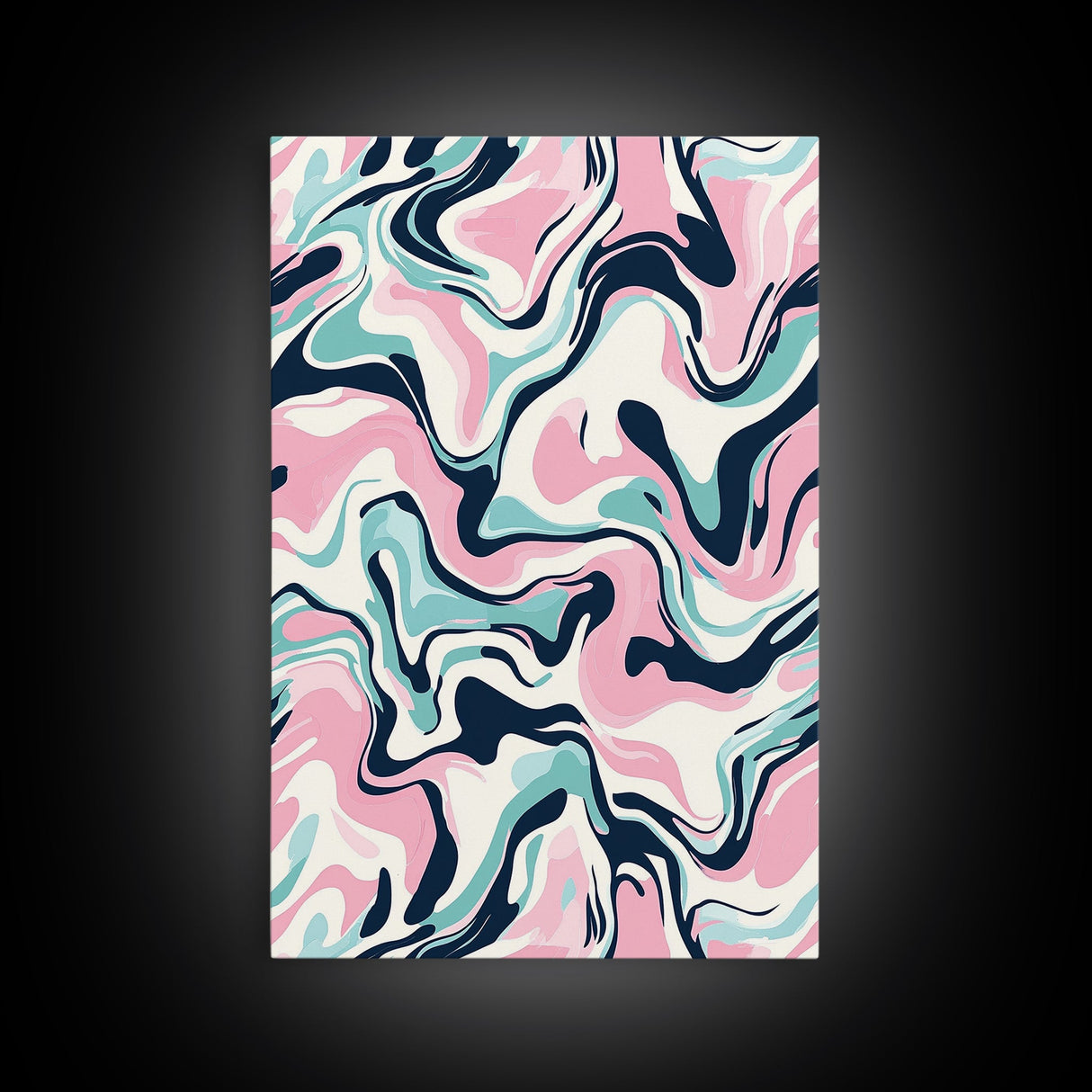 Pink, Black and Turquoise Preppy Wall Art Canvas Print, Girl's Dorm Room Wall Art, Abstract Print, Gift For Mom, Gift For Her