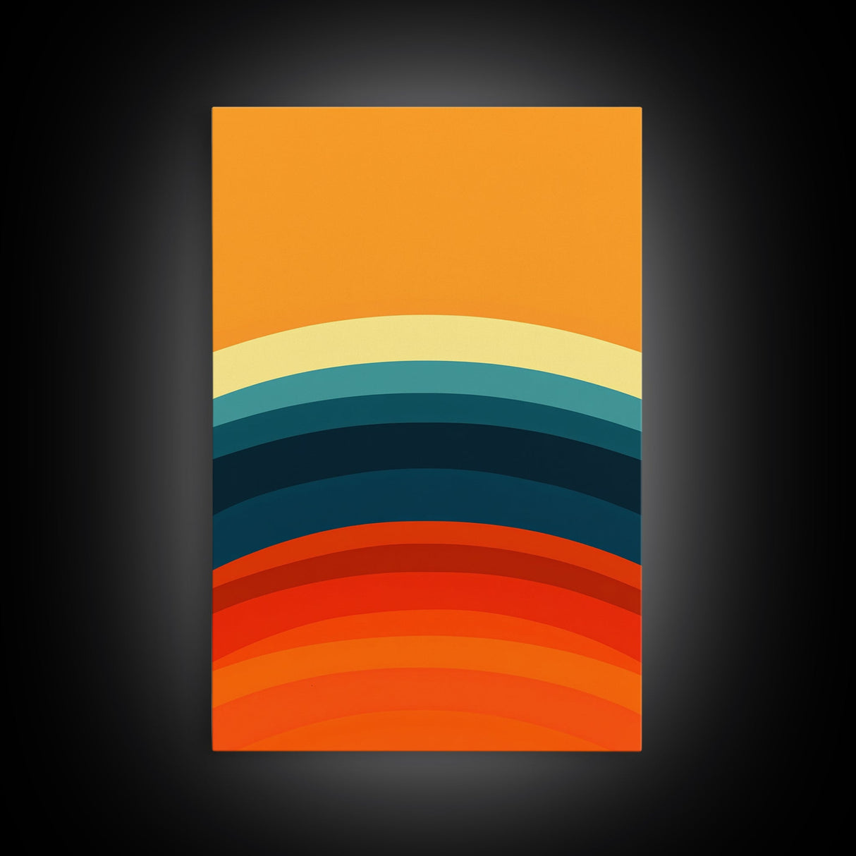 Shades Of The Sun Gradient Painting Print, Wood Framed Canvas, Minimalist Wall Art, Art Deco Inspired Living Room Decor