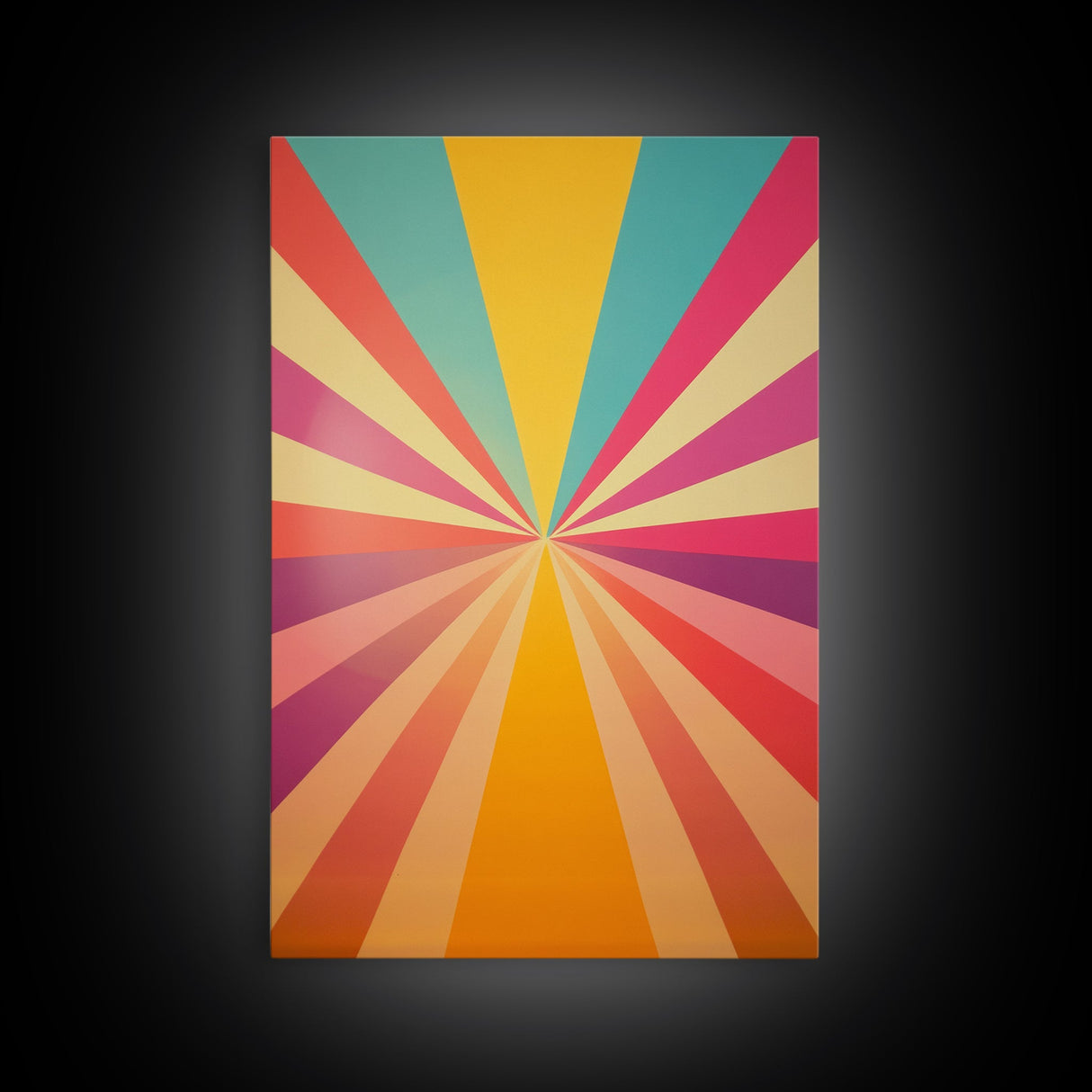 Midcentury Modern Star Burst Pastel Wall Art, Framed Canvas Print, Unique Wall Art, MCM Abstract Wall Decor