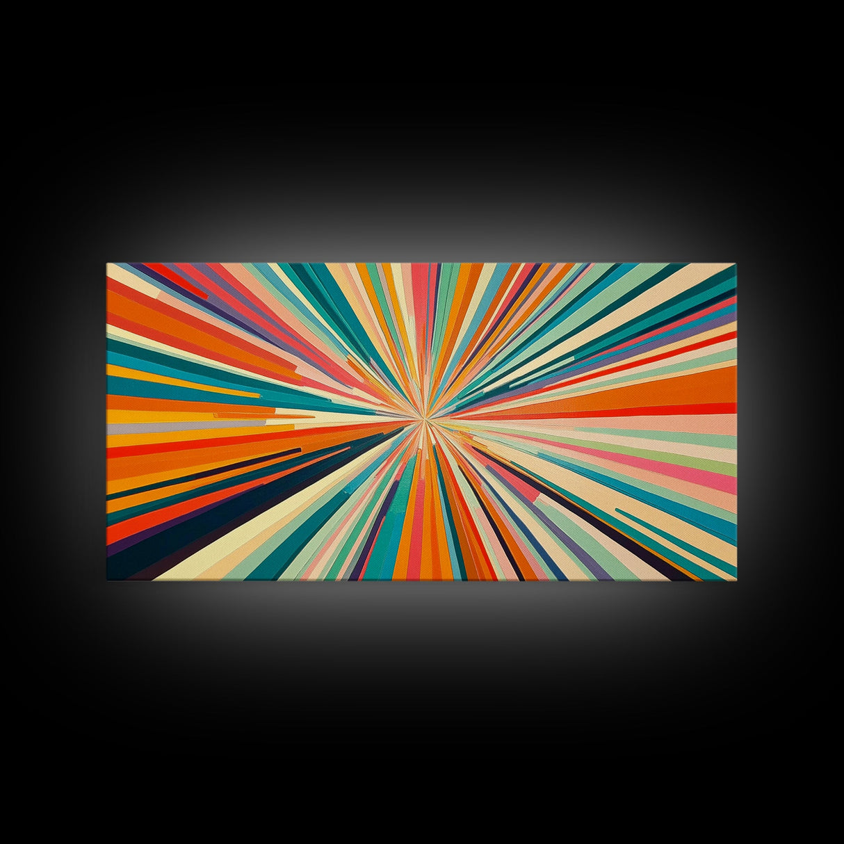 Sunburst Canvas Wall Art Canvas Print | Horizontal Pastel Color Sunset Print | Panoramic Abstract MCM Style Wall Art | Large Wide Print