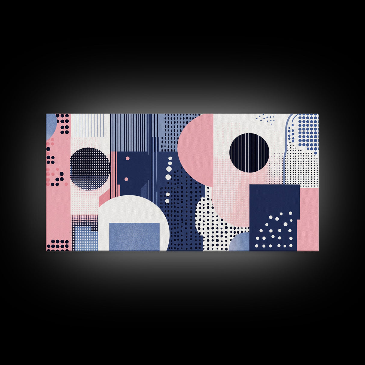 Vaporwave Aesthetic Abstract Art Canvas Print, Geometric Wall Art