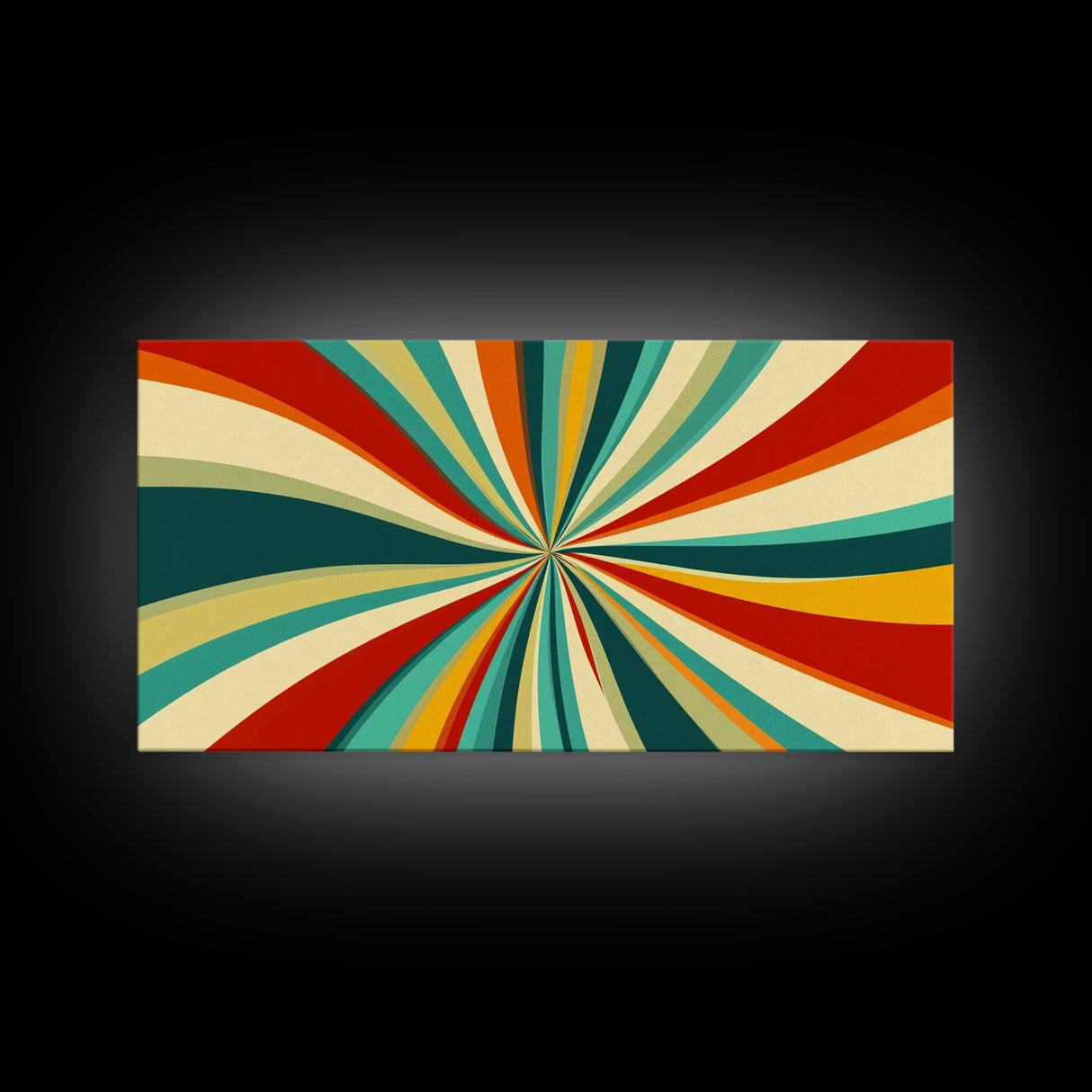 Horizontal Vertical Wall Art Framed Canvas Print, Mid-Century Modern Abstract Spiral Art, Retro Minimalist Pastel Wall Art