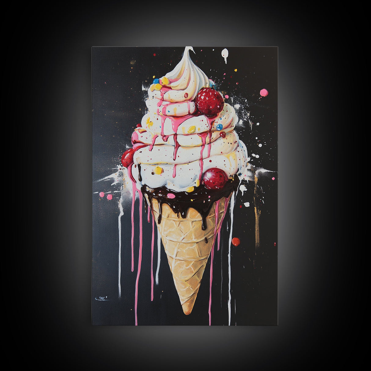 Ice Cream Shop Wall Art, Abstract Still Life Of Ice Cream, Food Review Wall Art, Kitchen Home Decor, Kitchen Art