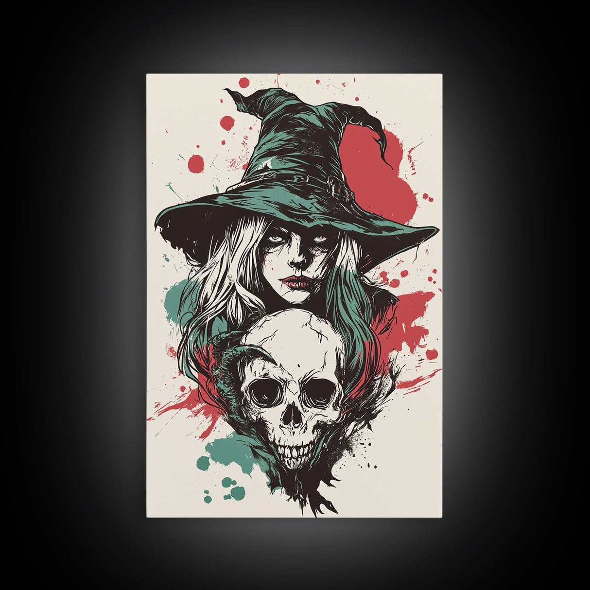 Portrait of A Witch, Framed Canvas Print, Halloween Decor, Witchcraft, Goth Art, Dark Academia Wall Art, Halloween Poster Art