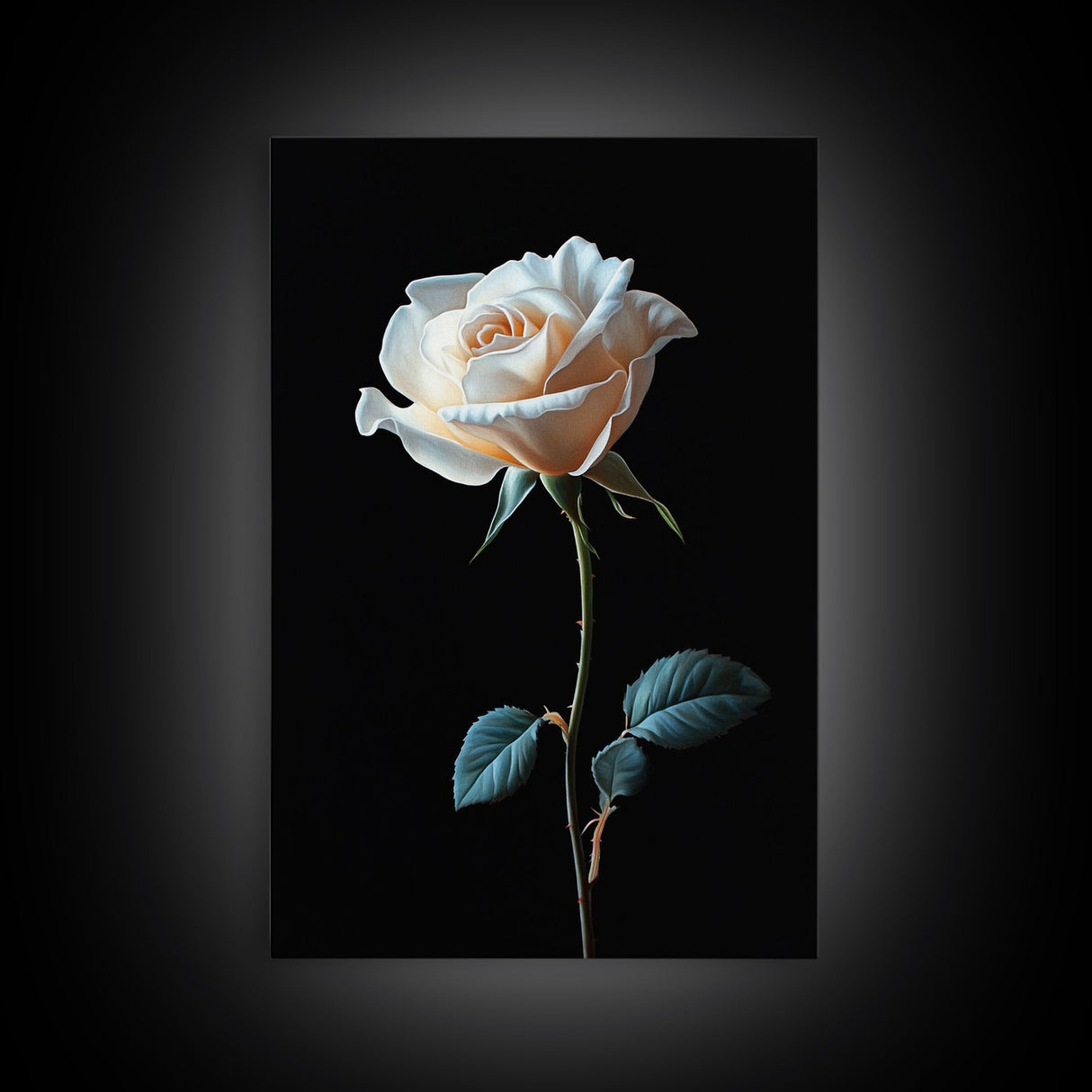 Still Life Photograph of a White Rose, Framed Canvas Print, Rose Painting, Rose Decor, Rose Wall Art, Mother's Day Gift Idea, Flower Wall Art