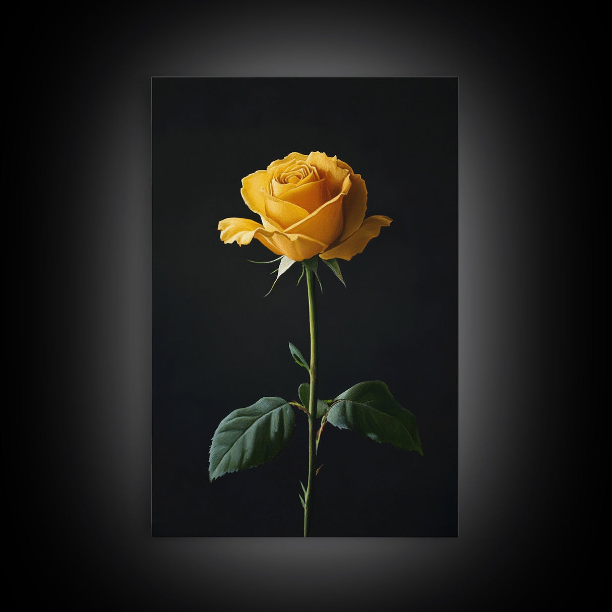 Realist Painting Print of a Yellow Rose, Framed Canvas, Wood Framed Art, Modern Farmhouse Decor, Rose Painting, Rose Art