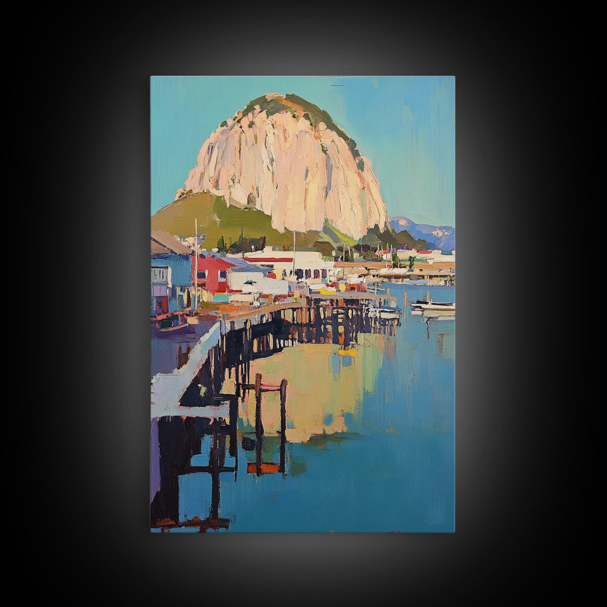 Morro Bay, Framed Canvas Print, Painting Morro Bay California, California Home Decor, Painting of Morro Bay Wall Art Canvas Print