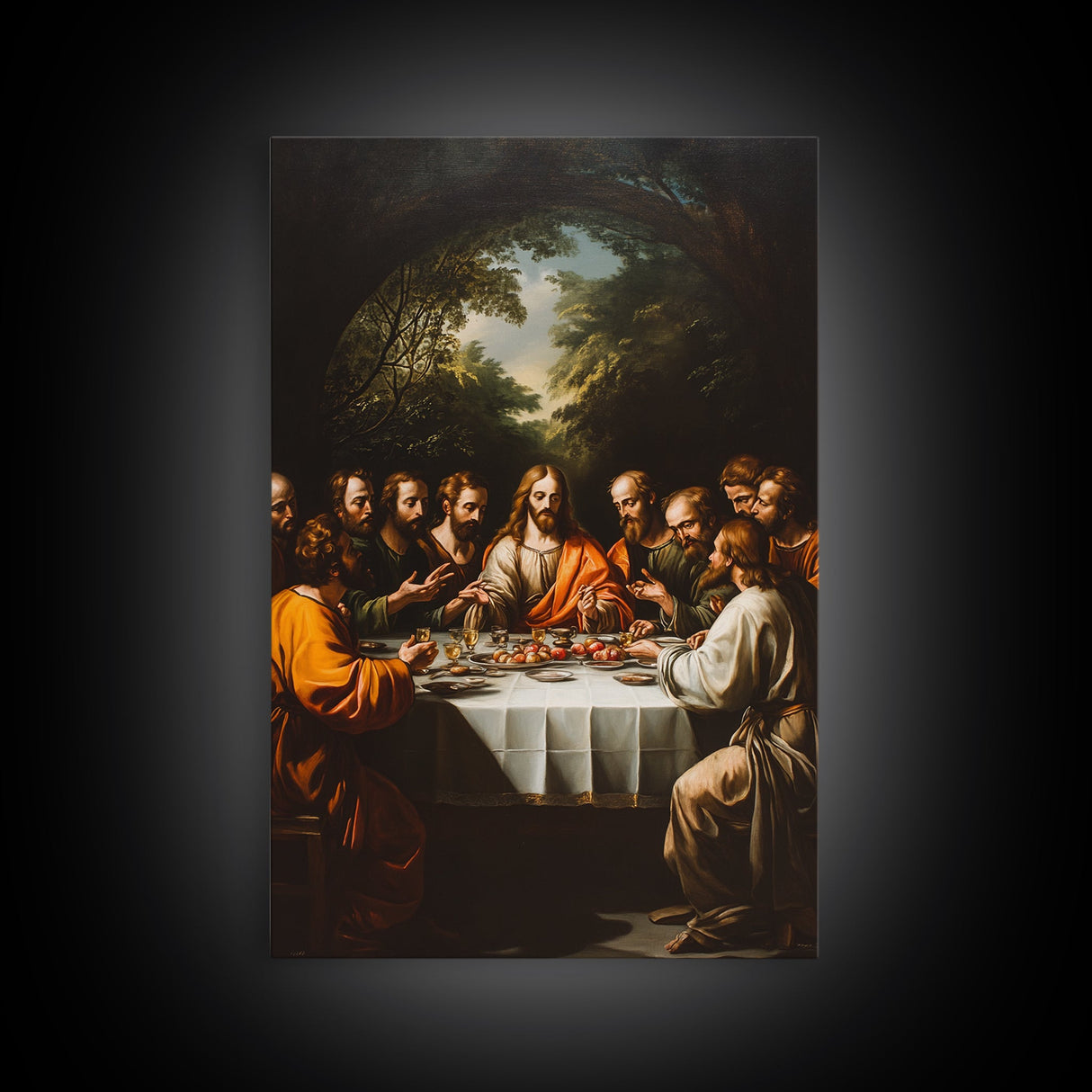 Last Supper Wall Art, Framed Canvas Print, Christmas Decor, Christian Decor, Oil Painting Of The Last Supper