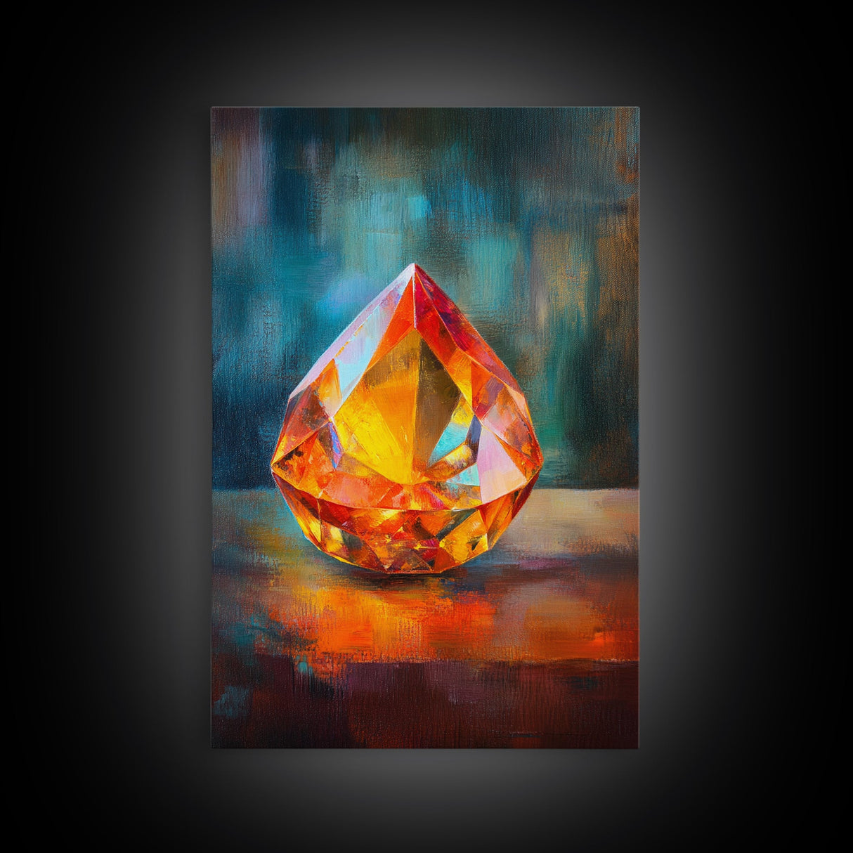 Gemstone Painting Print, Framed Canvas Print, Gemstones Wall Art, Precious Stone Painting, Red Gem, Ruby Painting, Antique Minerals Decor