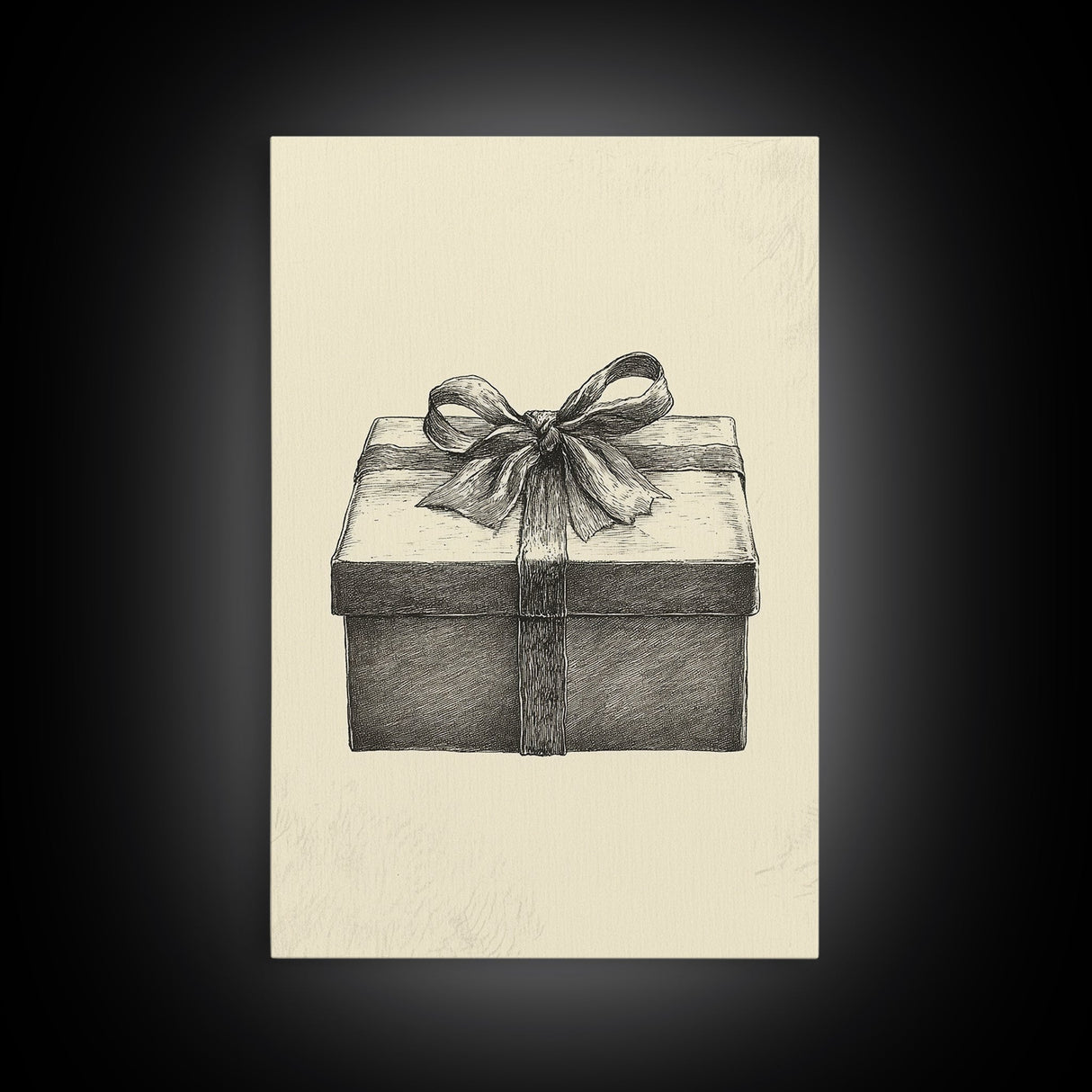 Sketch of A Christmas Gift Canvas Print - Framed Canvas - Minimalist Christmas Art - Boho Christmas Art - Rustic Christmas Art