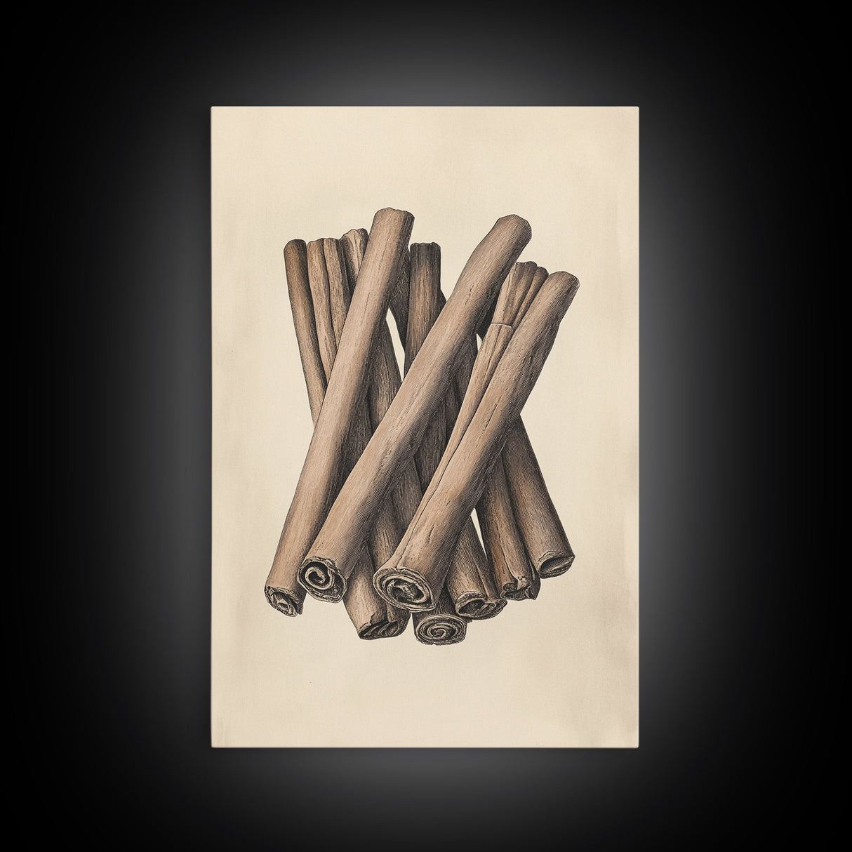 Christmas Cinnamon Sticks Canvas Print - Framed Canvas - Minimalist Christmas Art - Boho Christmas Art - Rustic Christmas Art