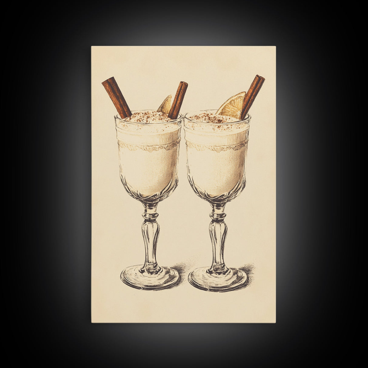 Retro Eggnogg Canvas Print - Framed Canvas - Minimalist Christmas Art - Boho Christmas Art - Rustic Christmas Art