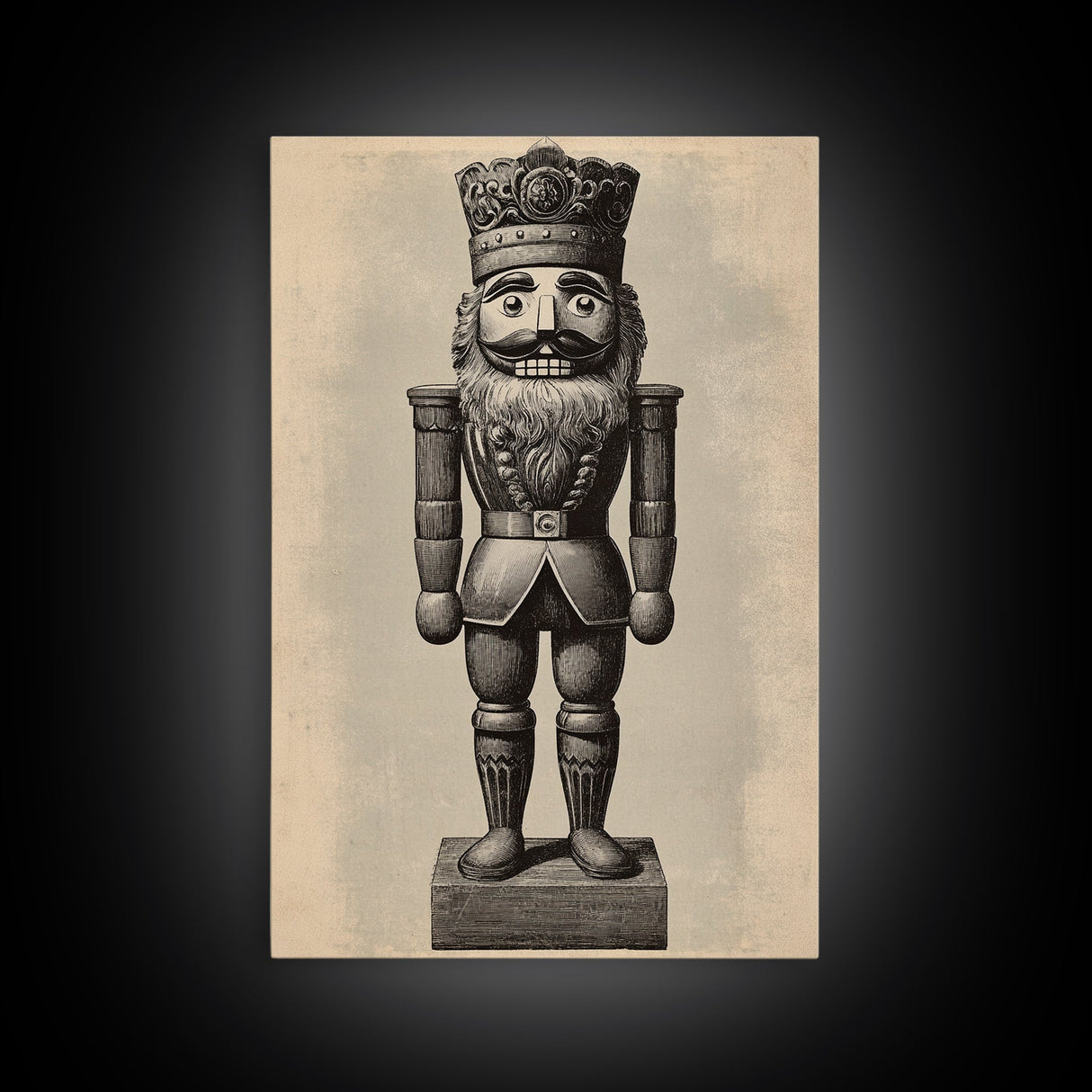 Vintage Nutcracker Canvas Print - Framed Canvas - Minimalist Christmas Art - Boho Christmas Art - Rustic Christmas Art