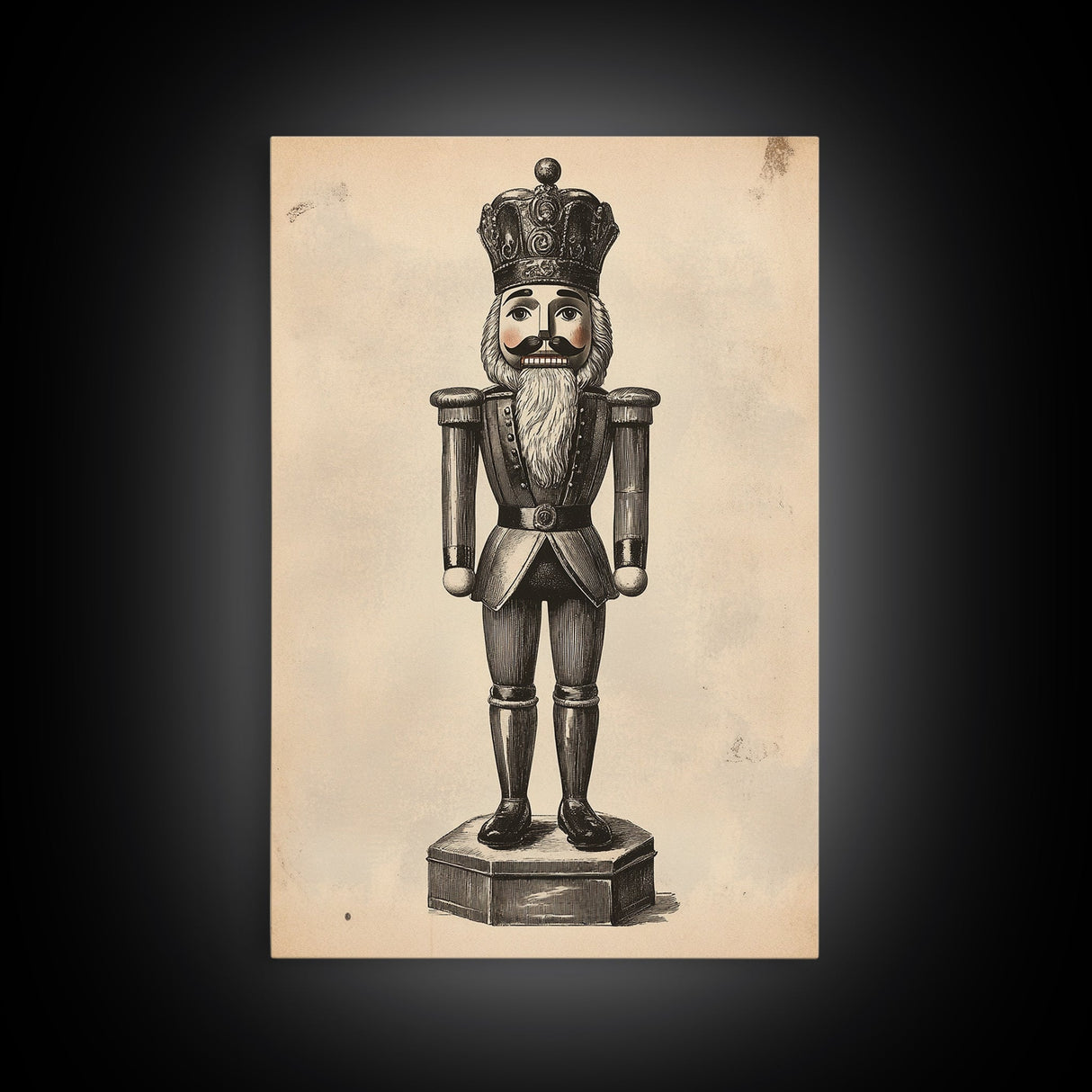 Retro Nutcracker Canvas Print - Framed Canvas - Minimalist Christmas Art - Boho Christmas Art - Rustic Christmas Art
