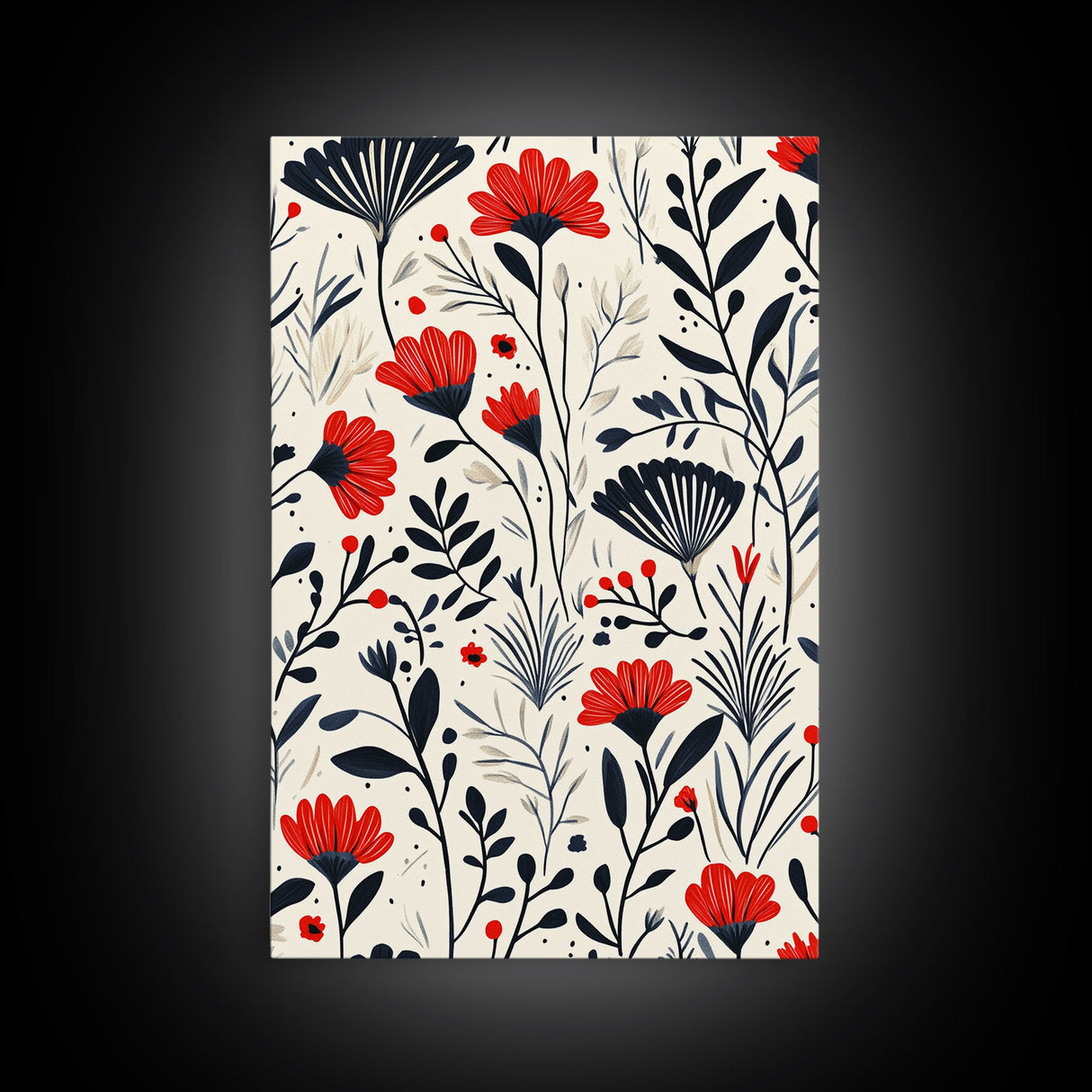 Botanical / Floral Print Wall Art Framed Canvas Print Midcentury Modern Wall Art Home Decor Boho Minimalist Ready To Hang Large Art