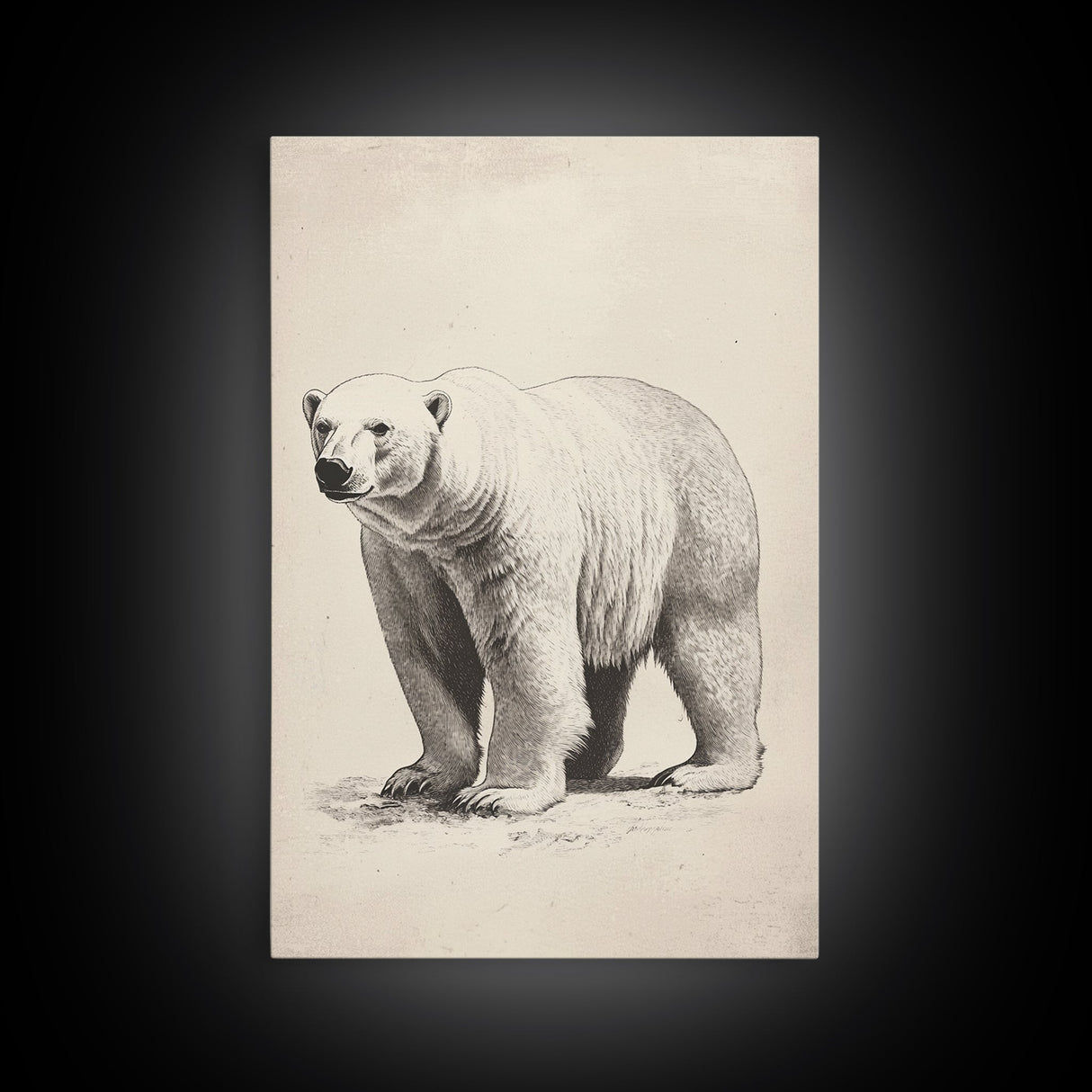 Polar Bear Canvas Print - Framed Canvas - Minimalist Christmas Art - Boho Christmas Art - Rustic Christmas Art