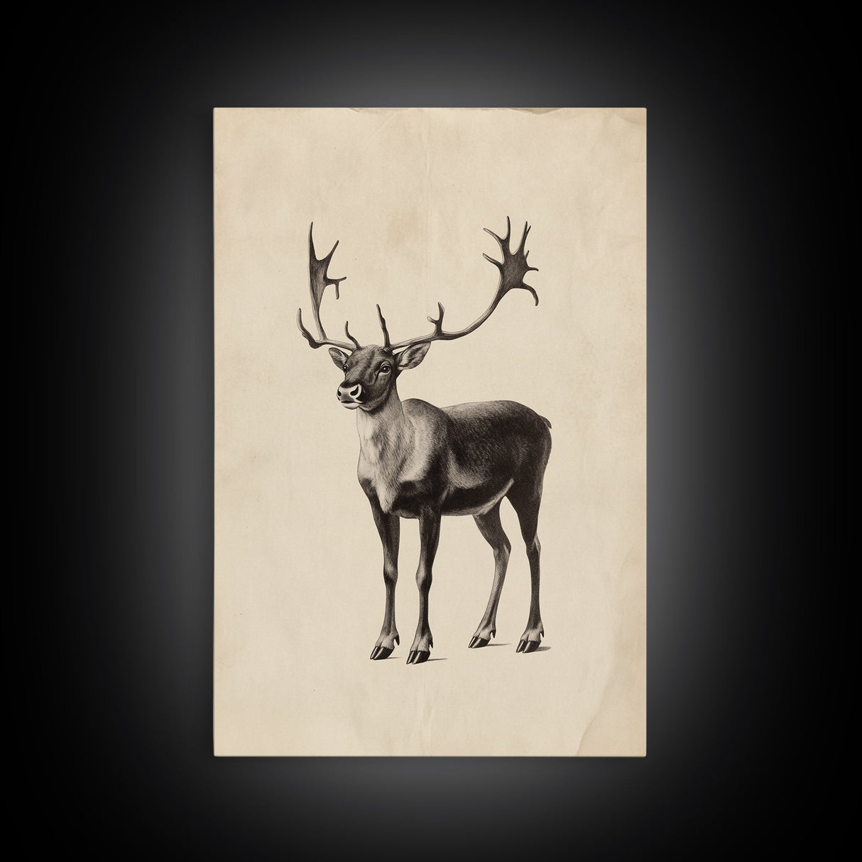 Reindeer Canvas Print - Framed Canvas - Minimalist Christmas Art - Boho Christmas Art - Rustic Christmas Art