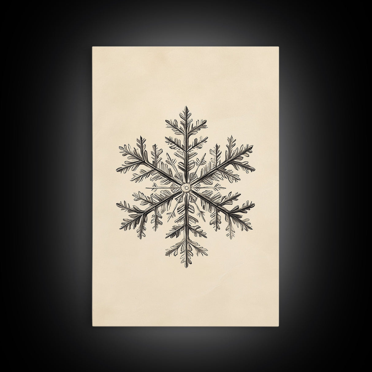 Drawing of a Snowflake Canvas Print - Framed Canvas - Minimalist Christmas Art - Boho Christmas Art - Rustic Christmas Art