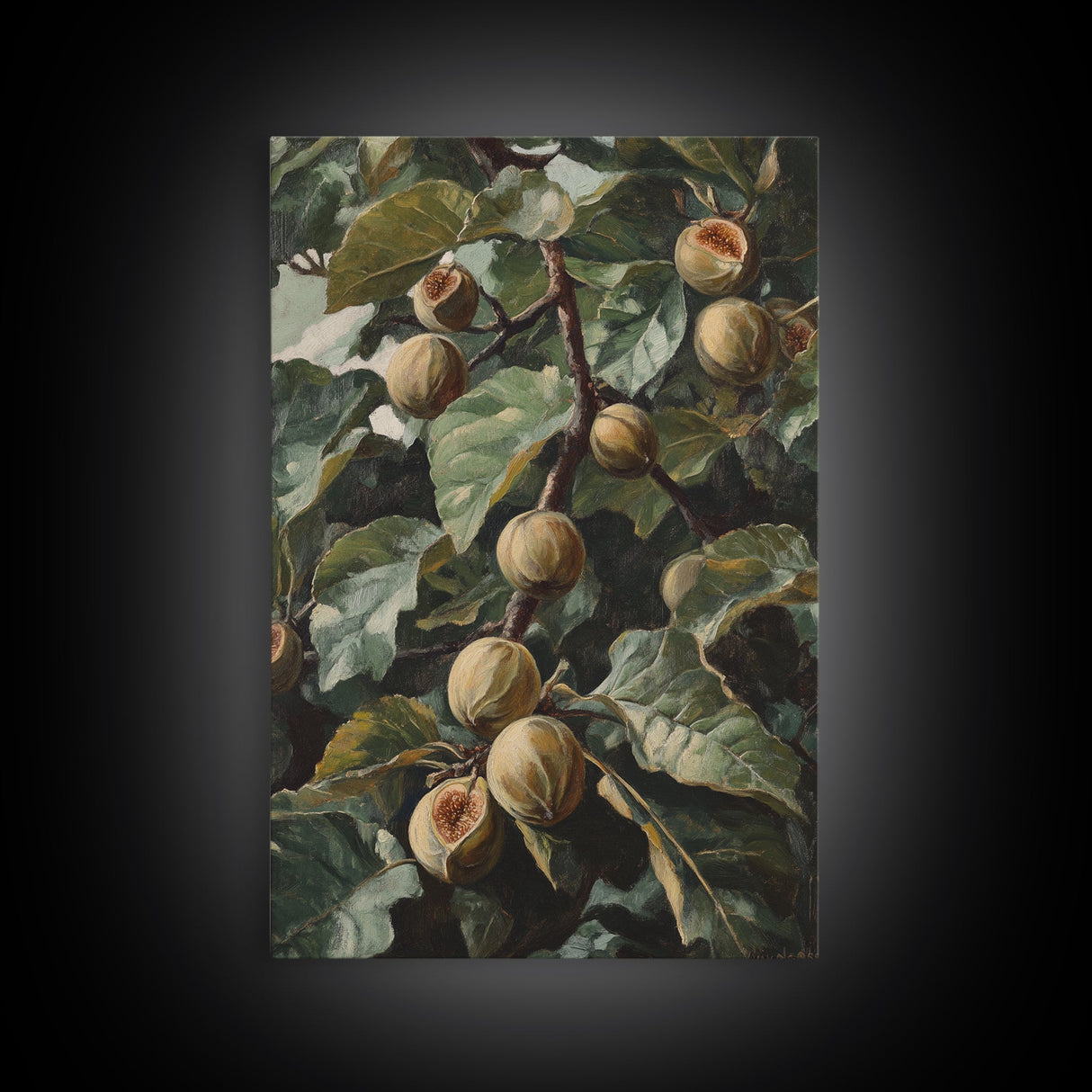 Fig Painting Print - Framed Canvas - Fig Oil Painting, Fig Painting, Kitchen Decor, Rustic Farmhouse, Minimalist Home Decor