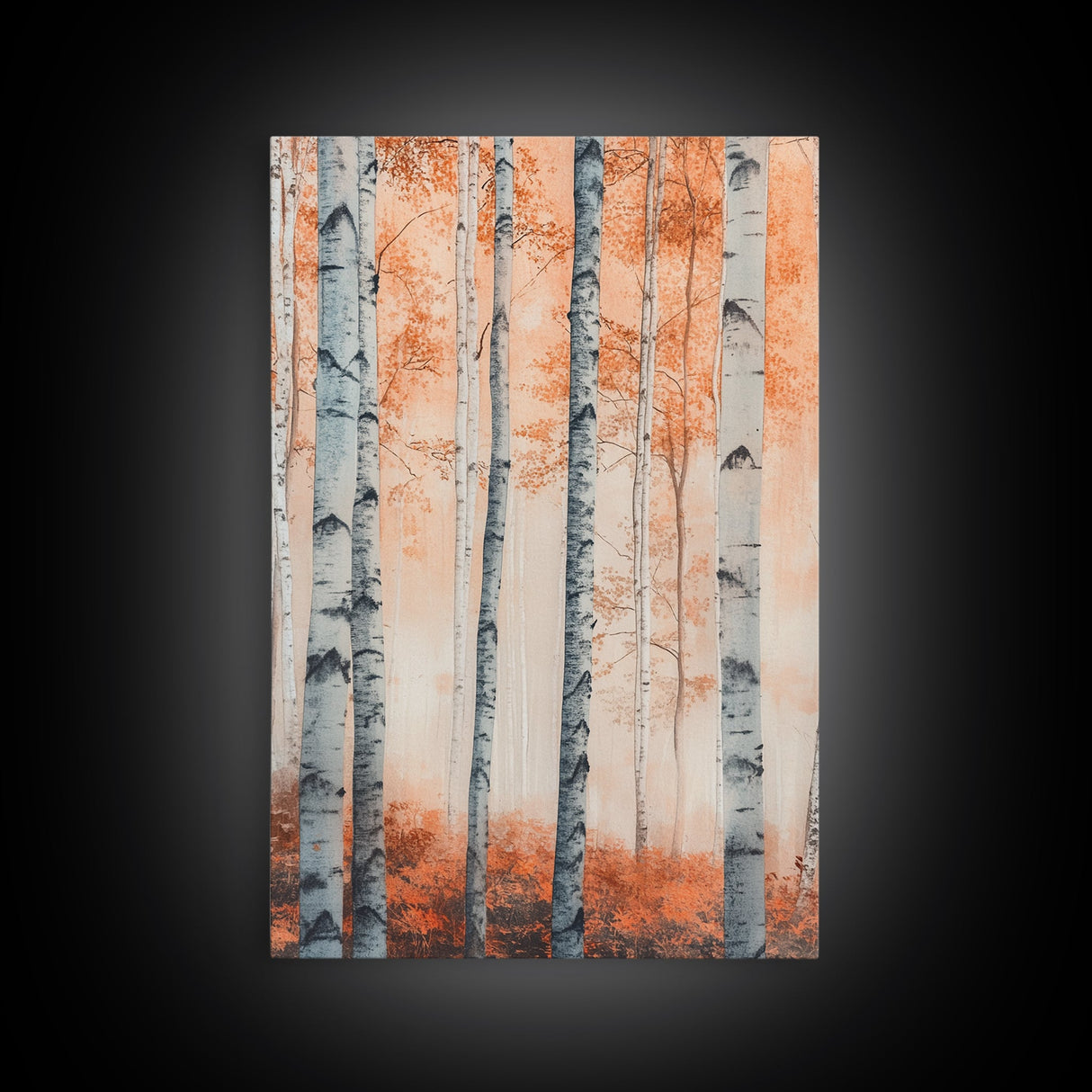 Original Birch Tree Forest Painting Print, Birch Tree Canvas Textured Wall Art Statement Living Room Wall Art Decor Designer Art Custom Art