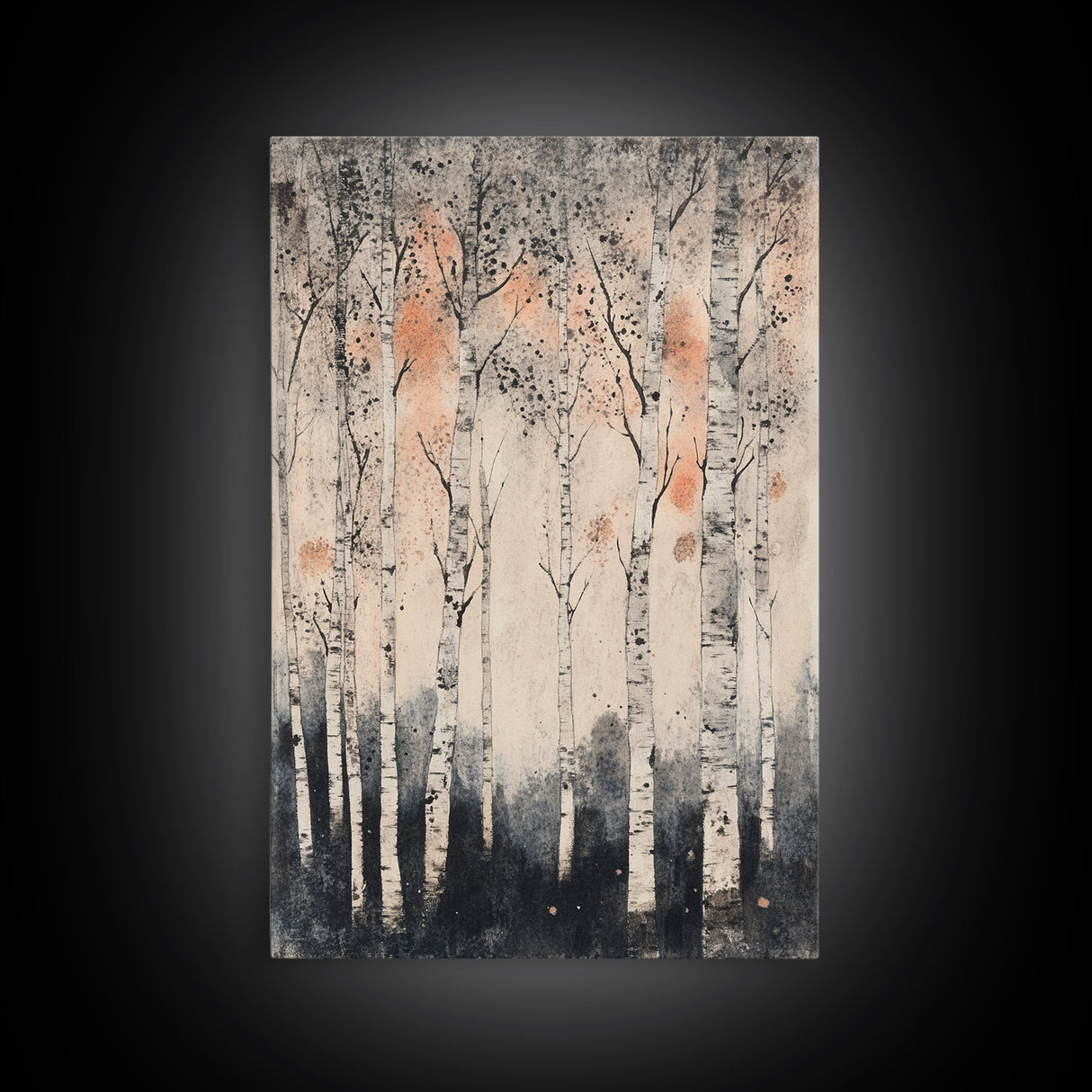 Framed Canvas Print Wall Art Print White Birch Tree Forest Landscape Art Print Minimalist Nature Wall Art Living Room Decor Birch Painting