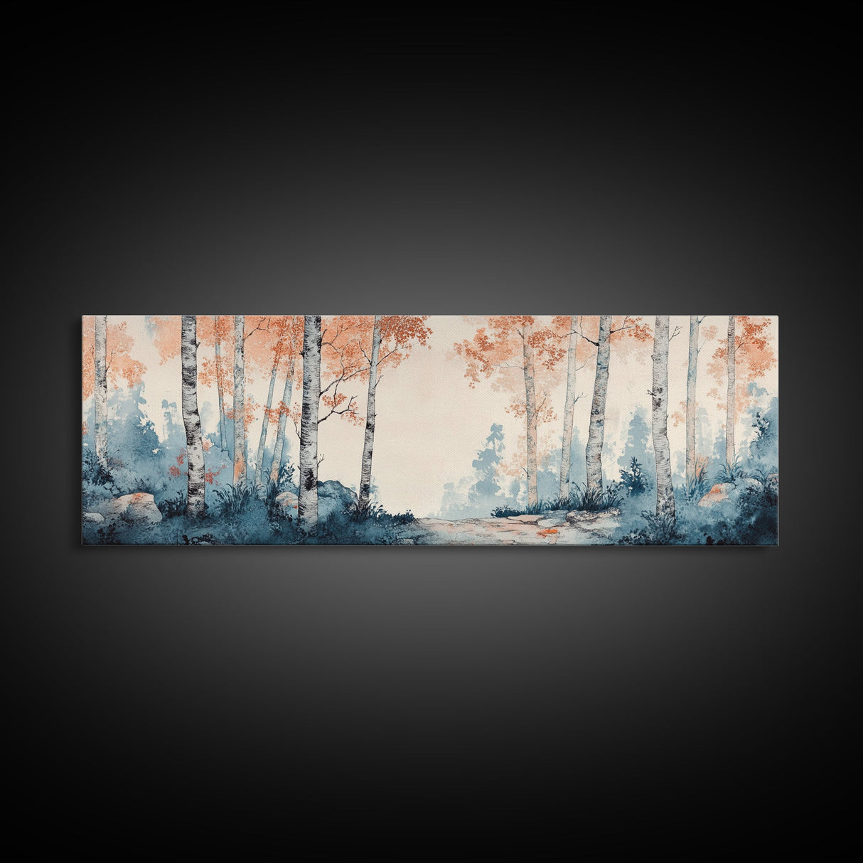 Original Birch Forest Oil Painting Print, Birch Tree Art, Birch Tree Painting, Panoramic Wall Art, Centerpiece Art, Statement Piece Art, Custom Art