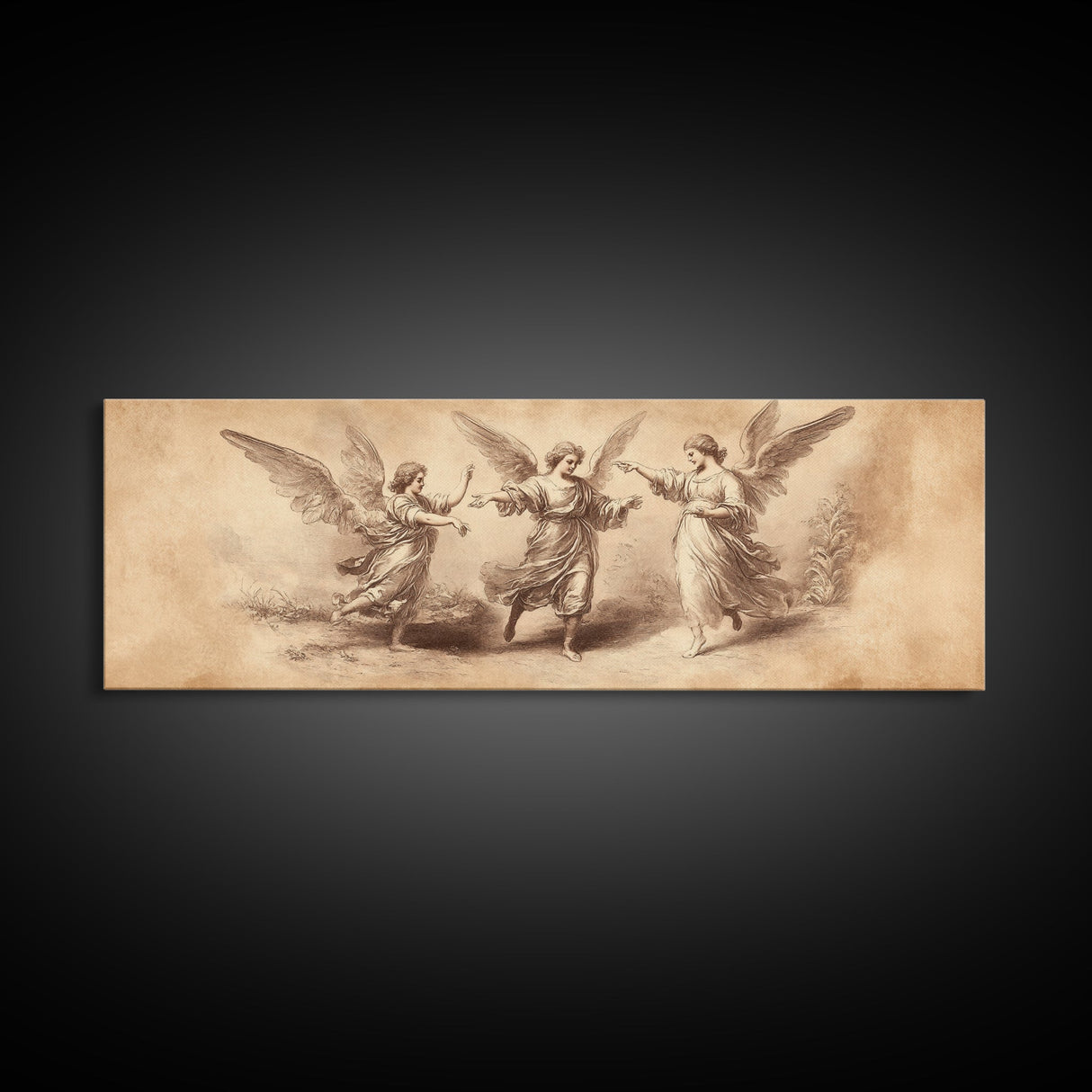 Guardian Angel Painting Print, Angelic Wall Art, Angel Painting, Guardian Angels Print, Original Panoramic Angel Painting, Angel Sketch