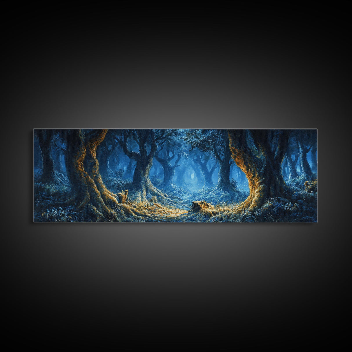 Tunnel of Trees Through a Fantasy Forest, Framed Canvas Print, Fantasy Wall Art, Mythical Fantasy Art, Autumn Fantasy Art, Surreal Fantasy Art