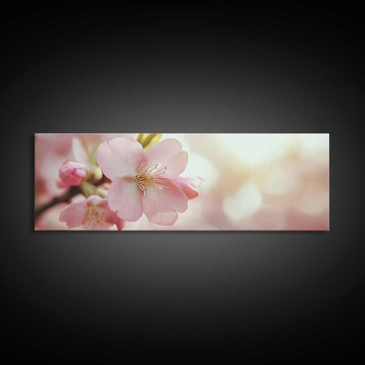 Closeup of a Cherry Blossom, Framed Canvas Print, Cherry Blossom Wall Art, Soothing Wall Art, Meditation Room Decor, Minimalist Art