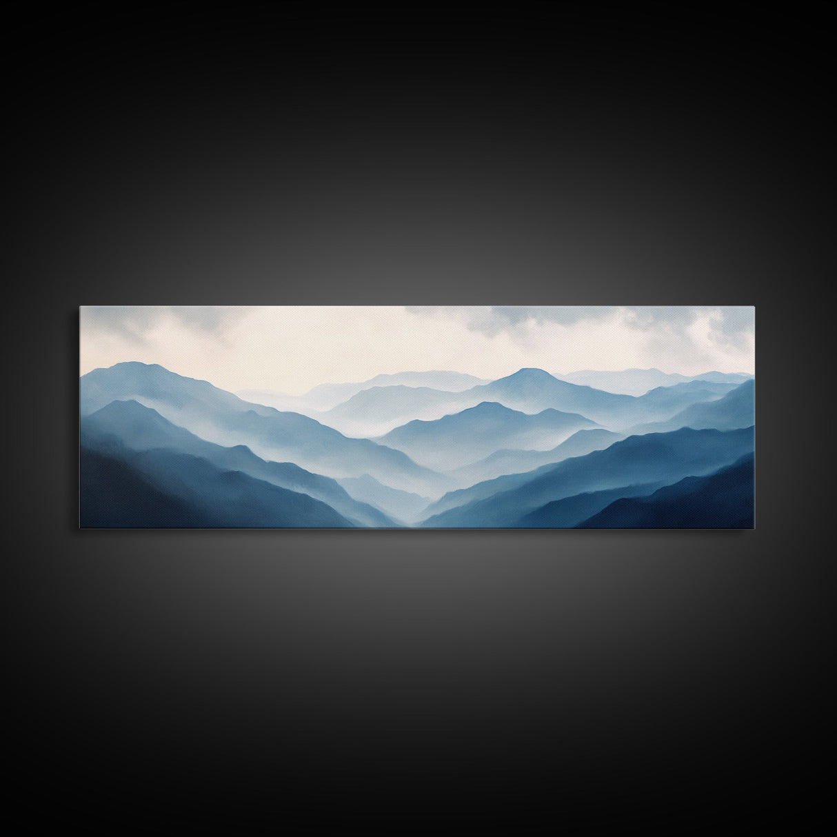 Panoramic Blue Ridge Mountains, Fog Over The Mountains Canvas Print, Wood Framed Wall Art, Mood Setting Home Decor, Moody Art, Landscape