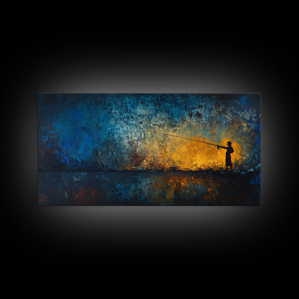 Retro Oil Painting Print of a Fisherman, Fishing Gift Idea, Fisherman Gift, Fishing Painting, Fishing Art