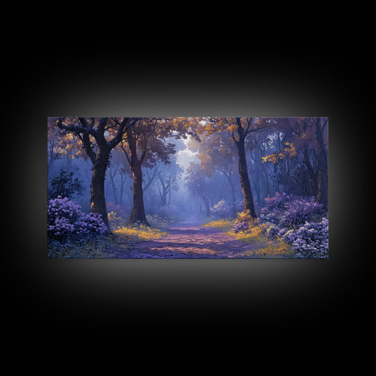 The Path Through The Forest, Framed Canvas Print, Fantasy Landscape Painting, Wood Framed Home Decor, Above Sofa Living Room Wall Art