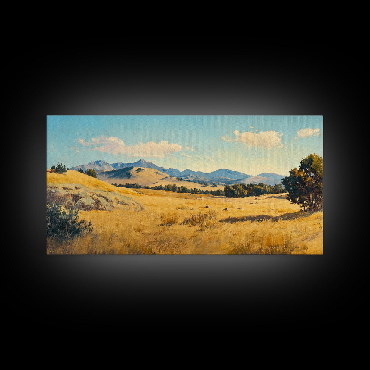 Retro Western Landscape Painting Print, Boho Southern Decor, Fall Decor, Above mantle Art, Centerpiece Art, Landscape Oil Painting
