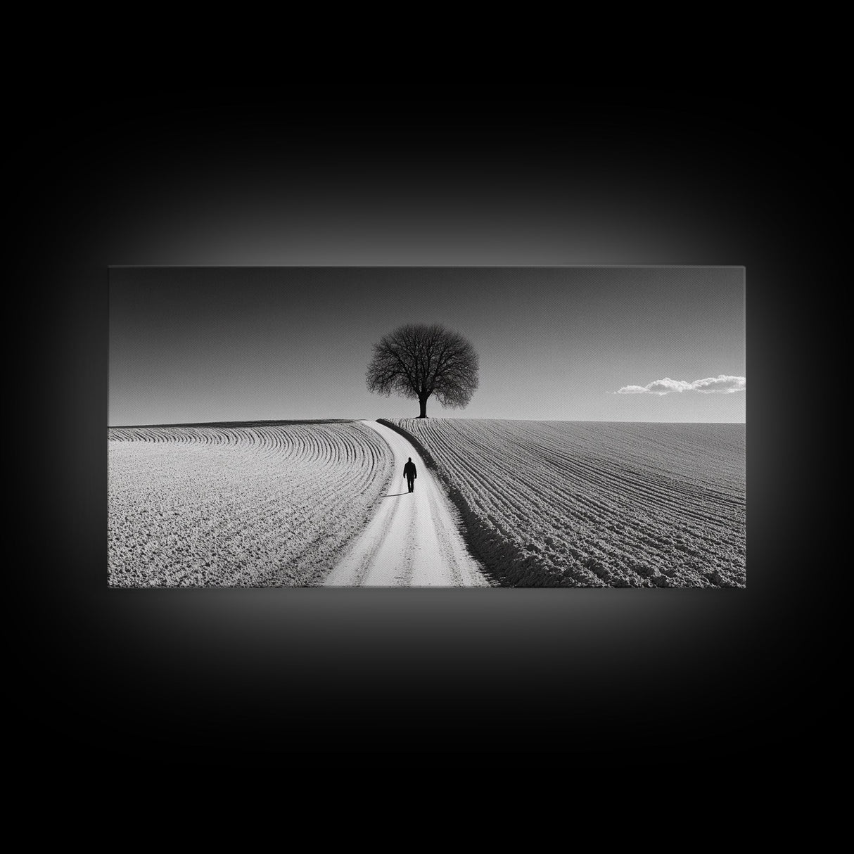 Black and White Photography Style Print - Framed Canvas Print - Subdued Home Decor - Ready to Hang Wall Art - Centerpiece Wall Art