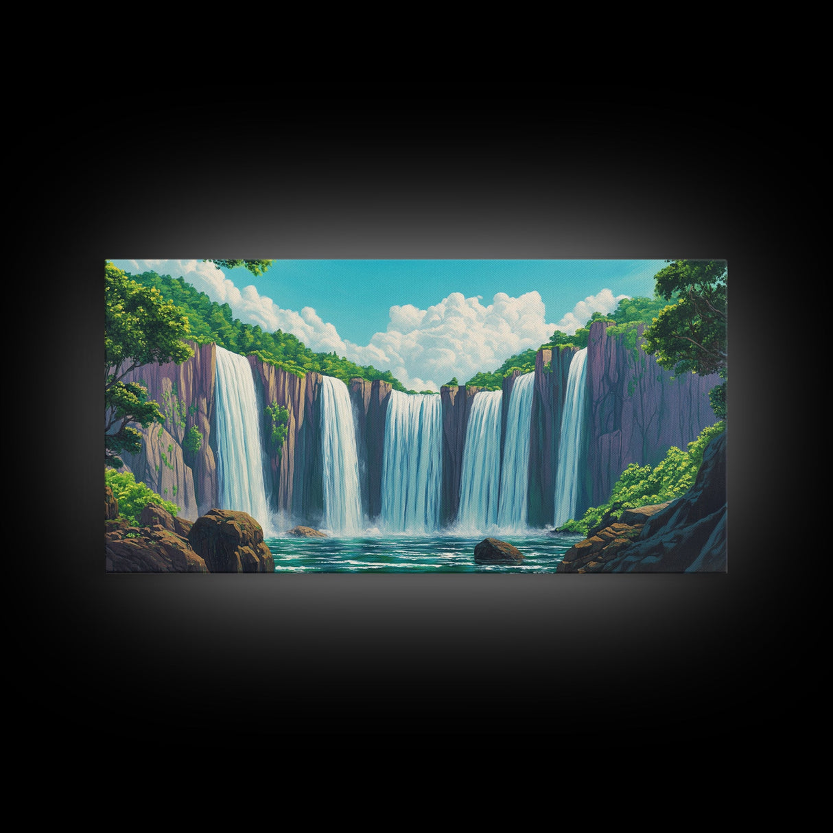 Fantasy Waterfall Painting Print | Fantasy Decor | Magical Enchanted Waterfall Wall Art | Living Room Decor Ready To Hang | Extra Large Art