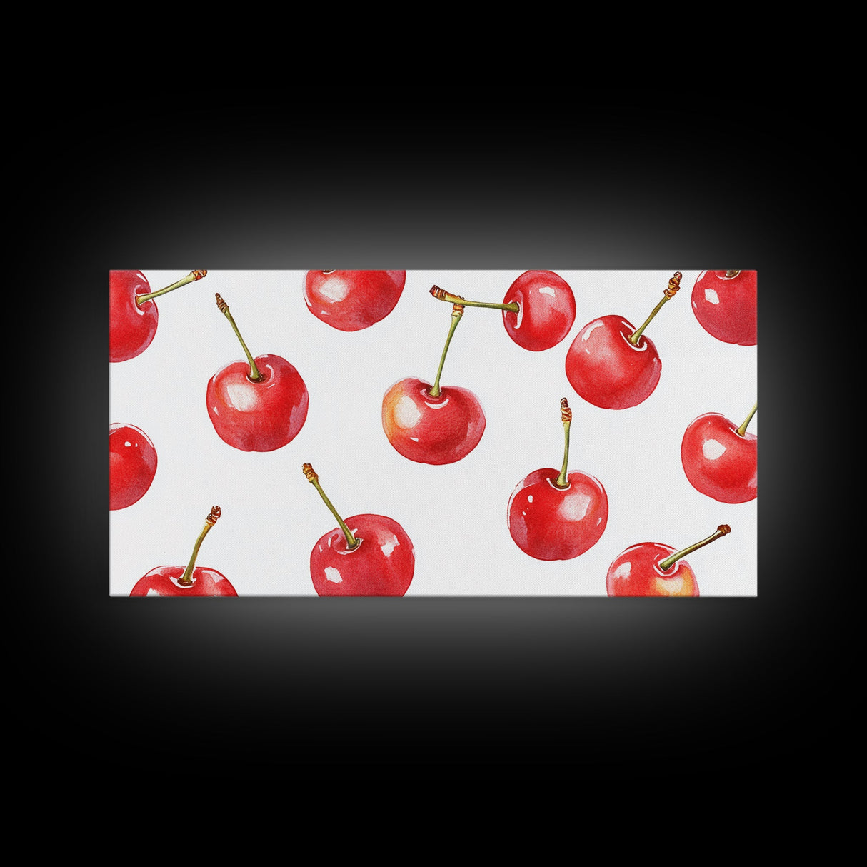 Preppy Cherry Wall Art Framed Canvas Print - Kitchen Wall Art - Dining Room Wall Art - Loft Decor - Cute Wall Art - Cutesy Home Decor
