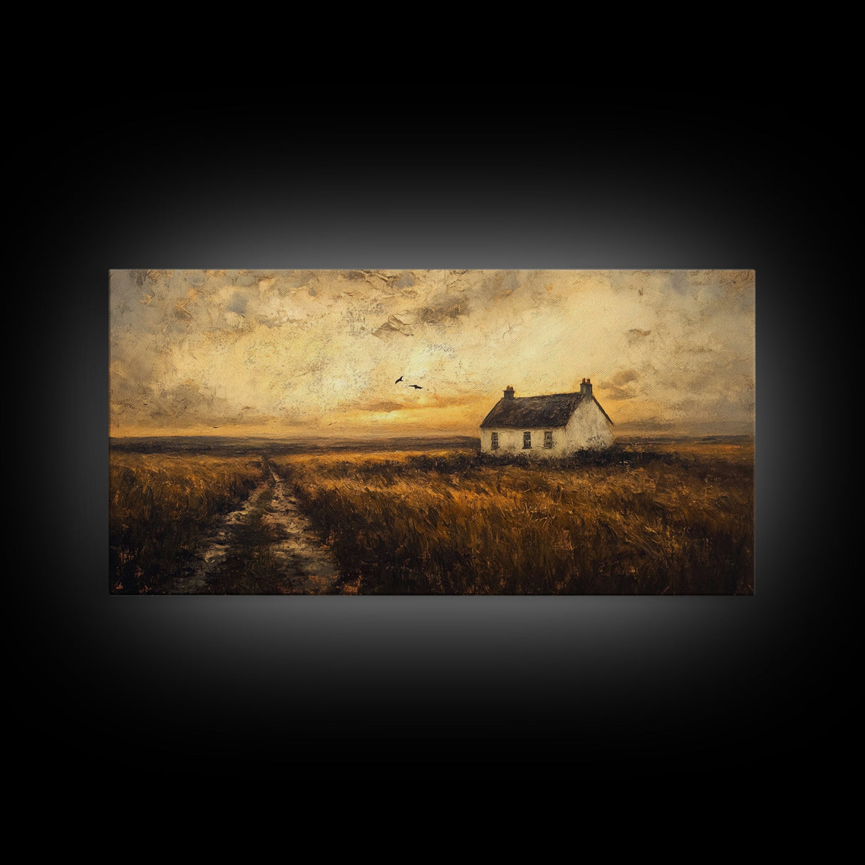 Retro Vintage Farmhouse Painting Print, Cute Rustic Boho Wall Art, Modern Farmhouse Oil Painting Wall Art for Living Room