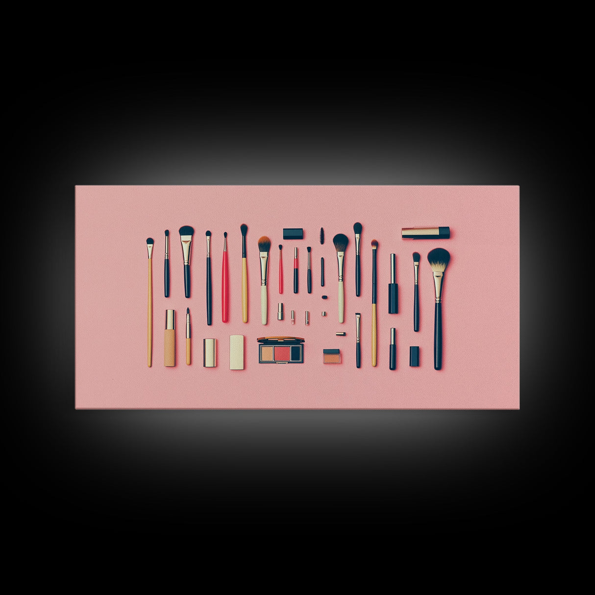 Makeup Brushes Framed Canvas Print - Makeup Wall Art - Preppy Dorm Room Decor